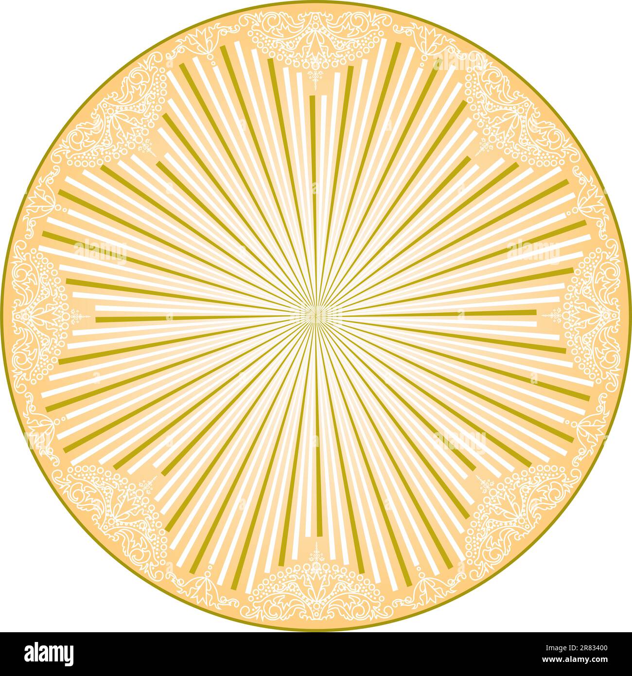 Fiori intorno alle linee decorative in oro e decorazioni in oro intorno alle linee Illustrazione Vettoriale