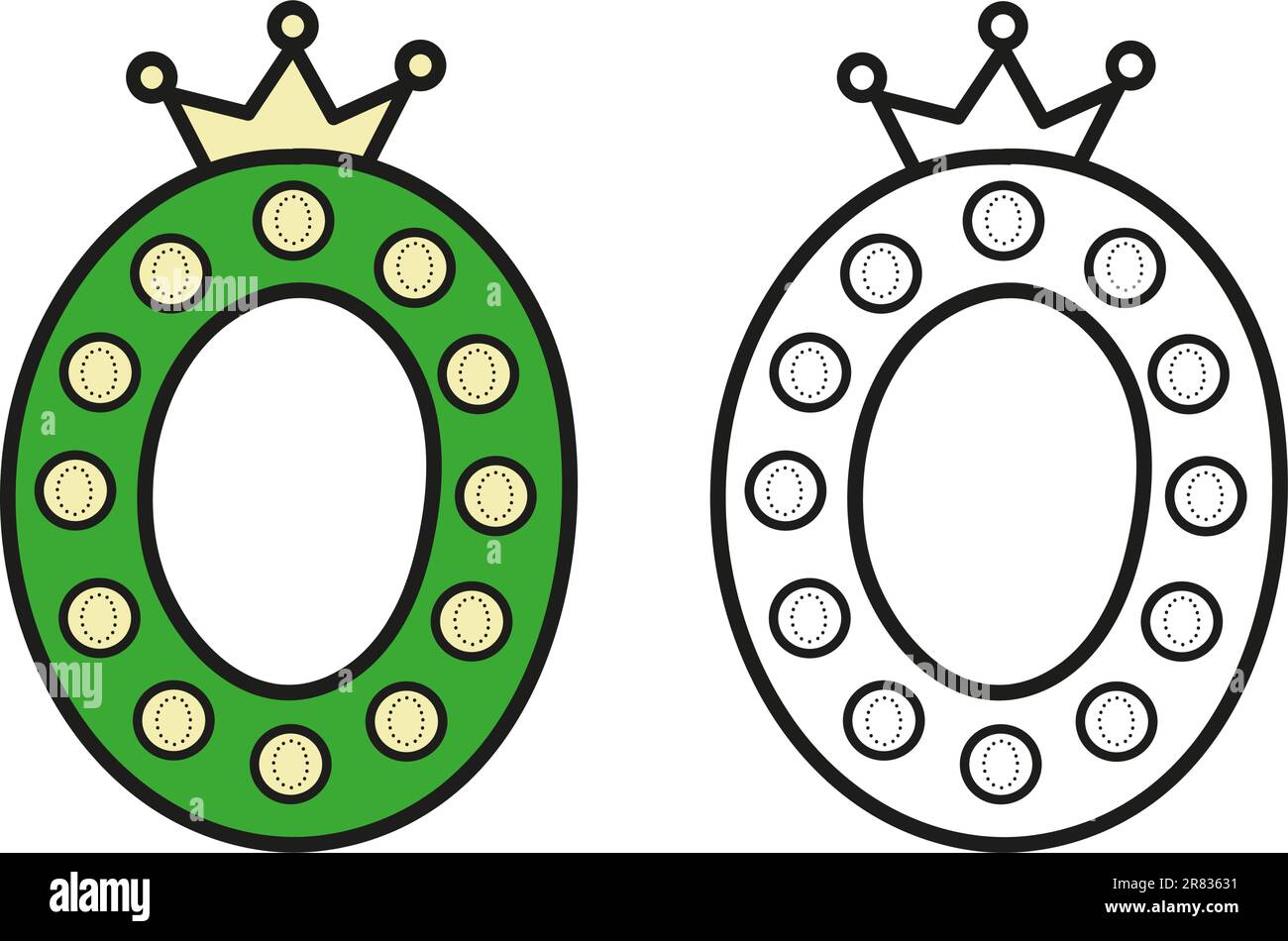 Zero - colorazione. Illustrazione vettoriale disegnata a mano isolata su sfondo bianco Illustrazione Vettoriale