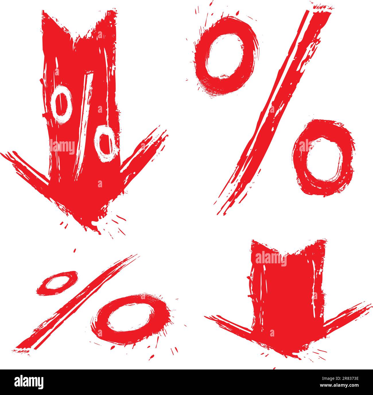 Simboli per la riduzione del prezzo creati in stile graffiti Illustrazione Vettoriale