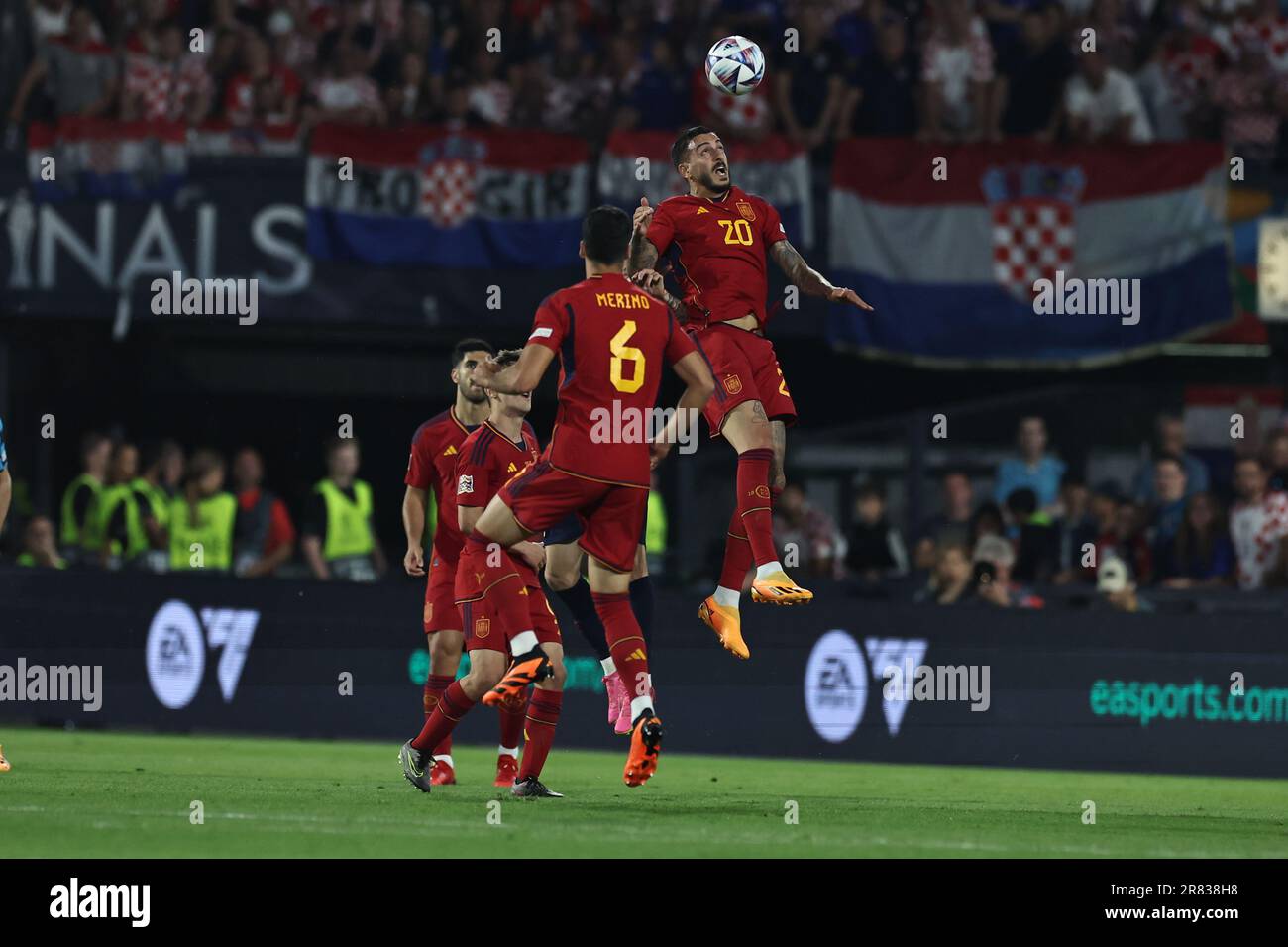 ROTTERDAM, Paesi Bassi. , . 20 Joselu, SPAGNA vs CROAZIA - SPANIEN - KROATIEN, FINALE, Football Match per la UEFA NATIONS LEAGUE in Olanda 2023 a Rotterdam su 18. Giugno 2023. SPAGNA è il vincitore della Coppa, foto e copyright di Jun QIAN/ATP immagini (QIAN Jun/ATP/SPP) Credit: SPP Sport Press Photo. /Alamy Live News Foto Stock