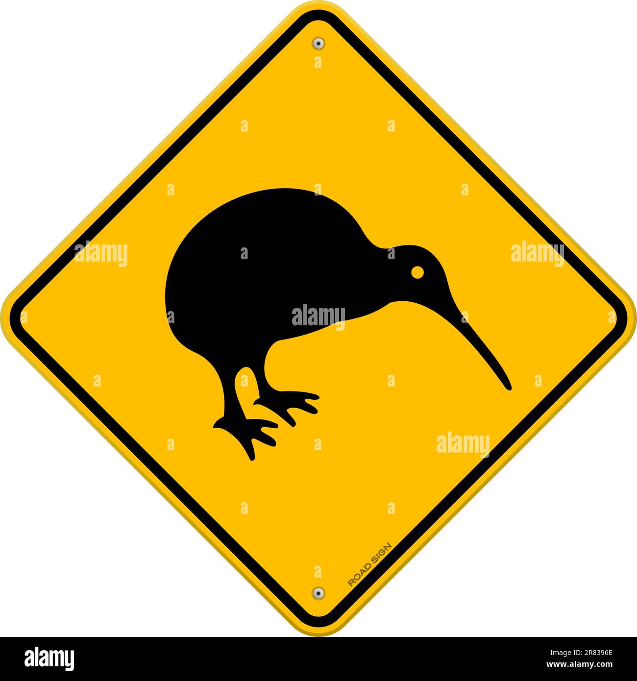 Simbolo classico dell'uccello neozelandese su sfondo giallo Illustrazione Vettoriale