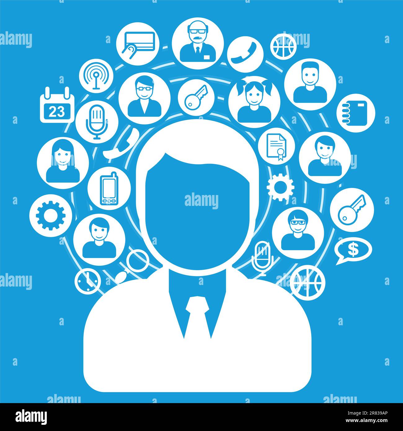 Icone e avatar del concetto di social network e connessioni Illustrazione Vettoriale