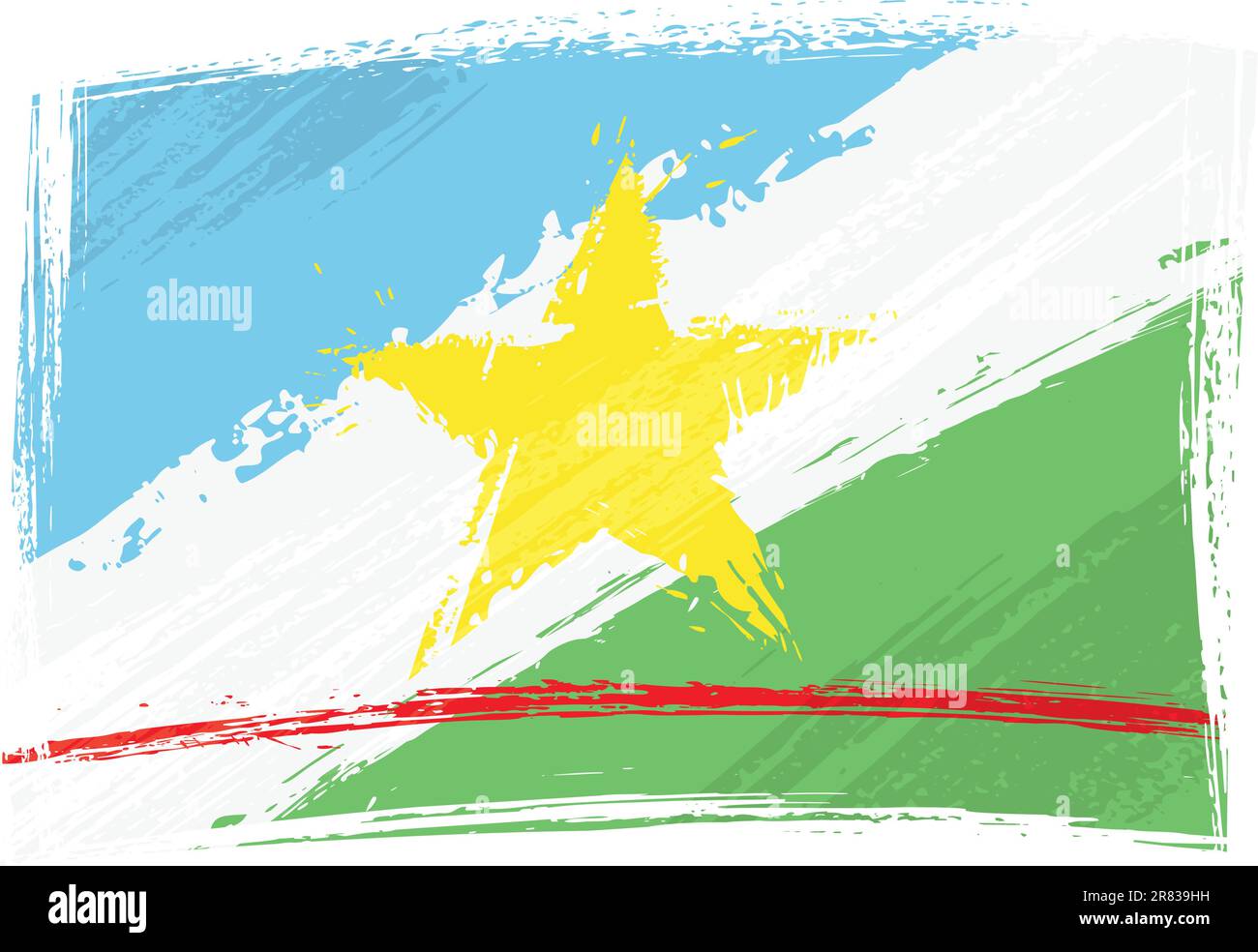 Stato brasiliano bandiera Roraima creato in stile grunge Illustrazione Vettoriale