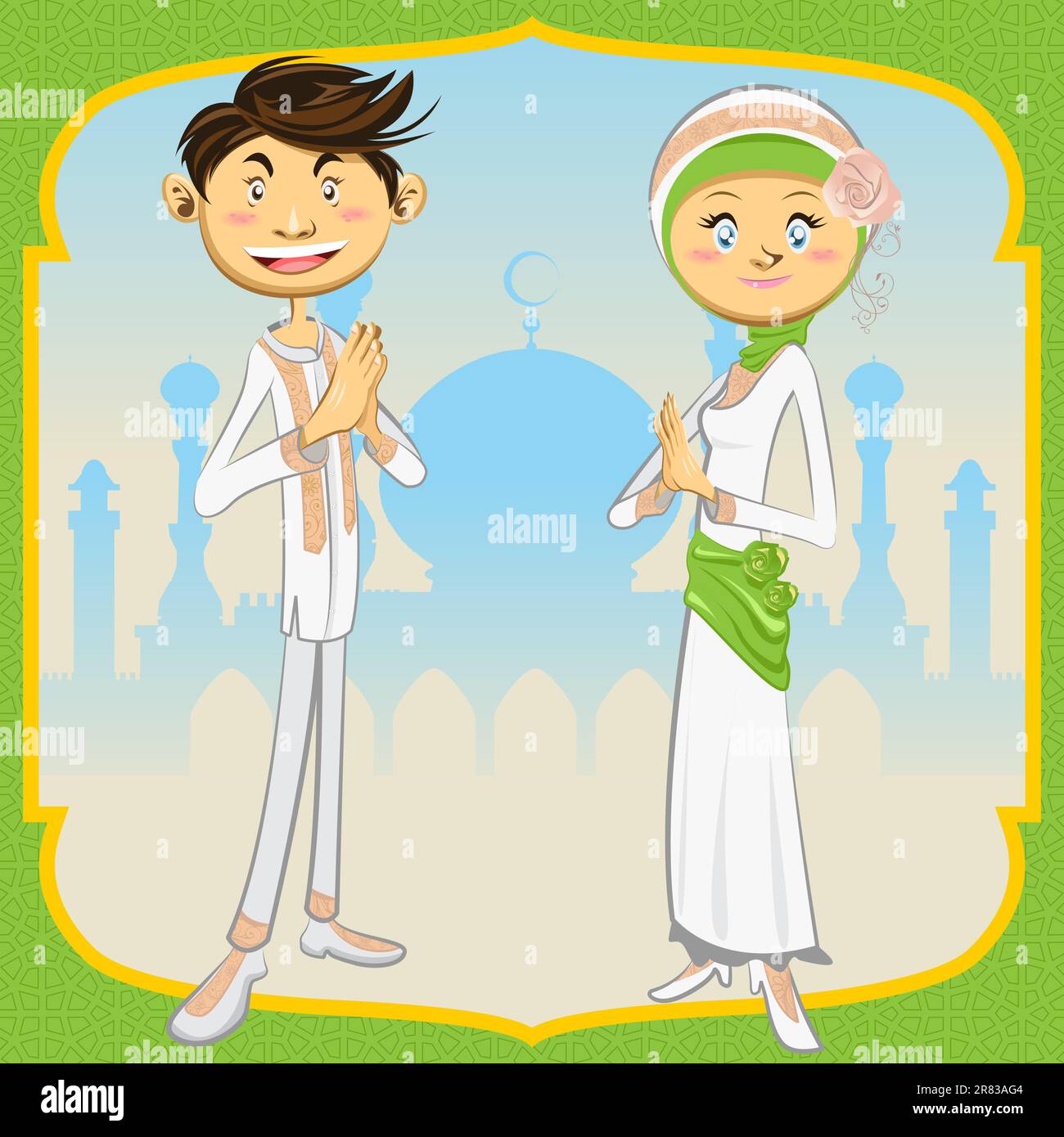 Illustrazione della festa musulmana islamica che celebra il Ramadan Mubarak Illustrazione Vettoriale