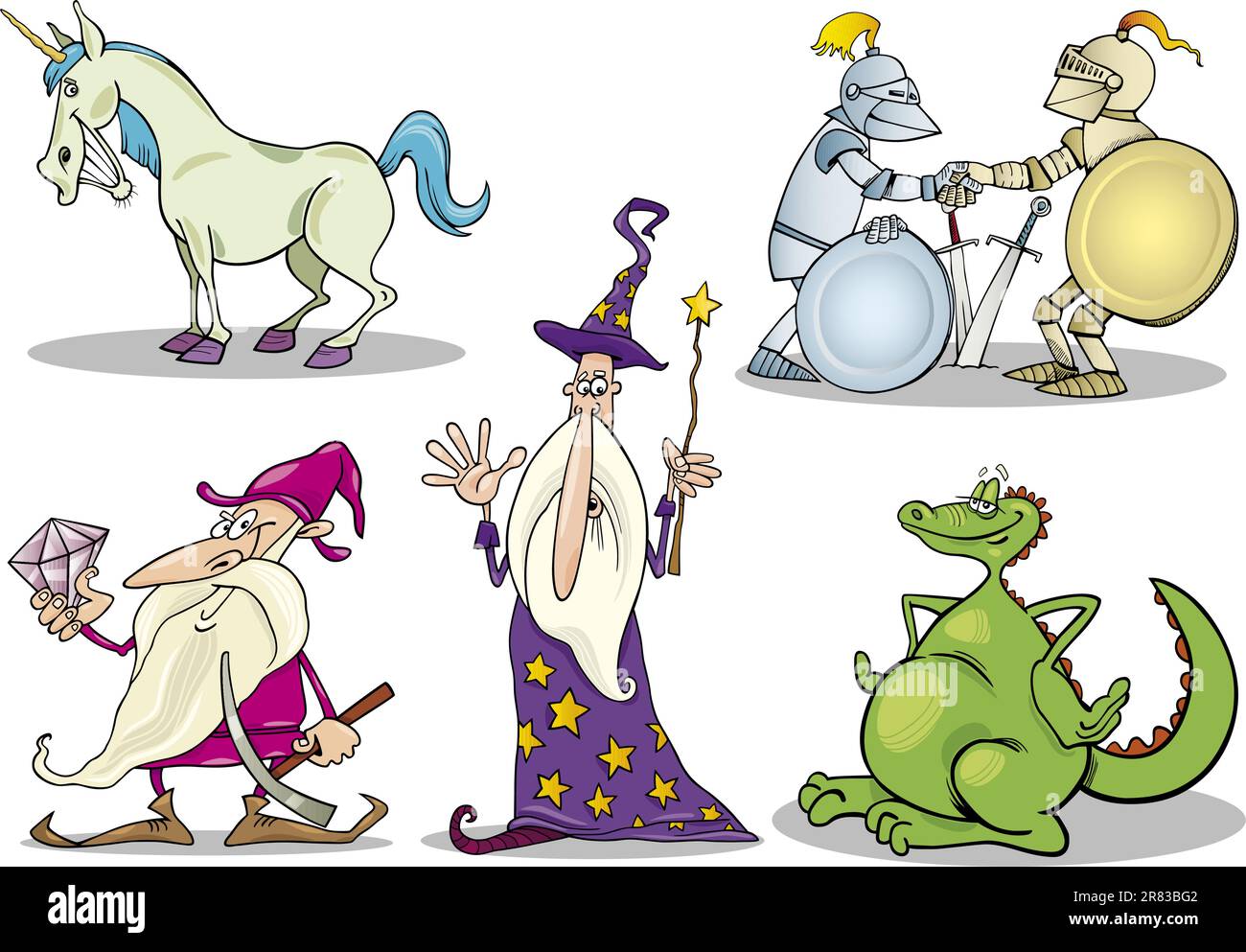 Cartoon illustrazioni insieme di fiaba o personaggi di fantasia Illustrazione Vettoriale