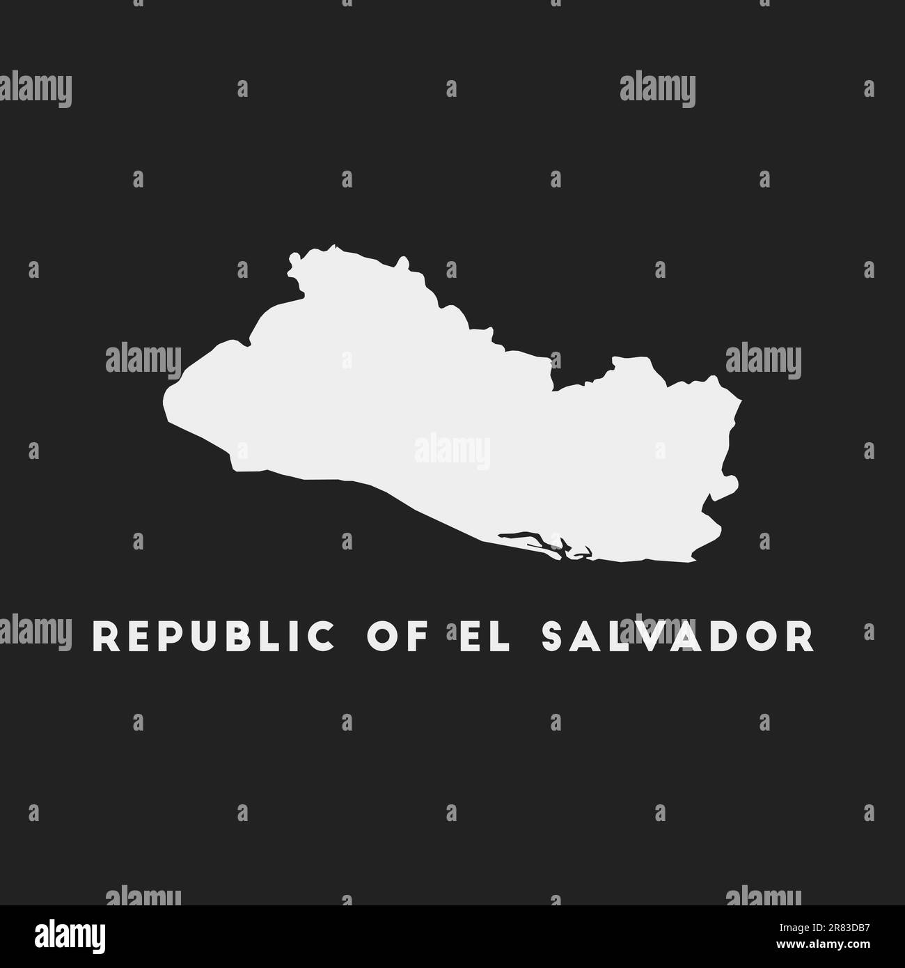 Repubblica di El Salvador icona. Mappa del paese su sfondo scuro. Elegante mappa della Repubblica di El Salvador con il nome del paese. Illustrazione vettoriale. Illustrazione Vettoriale