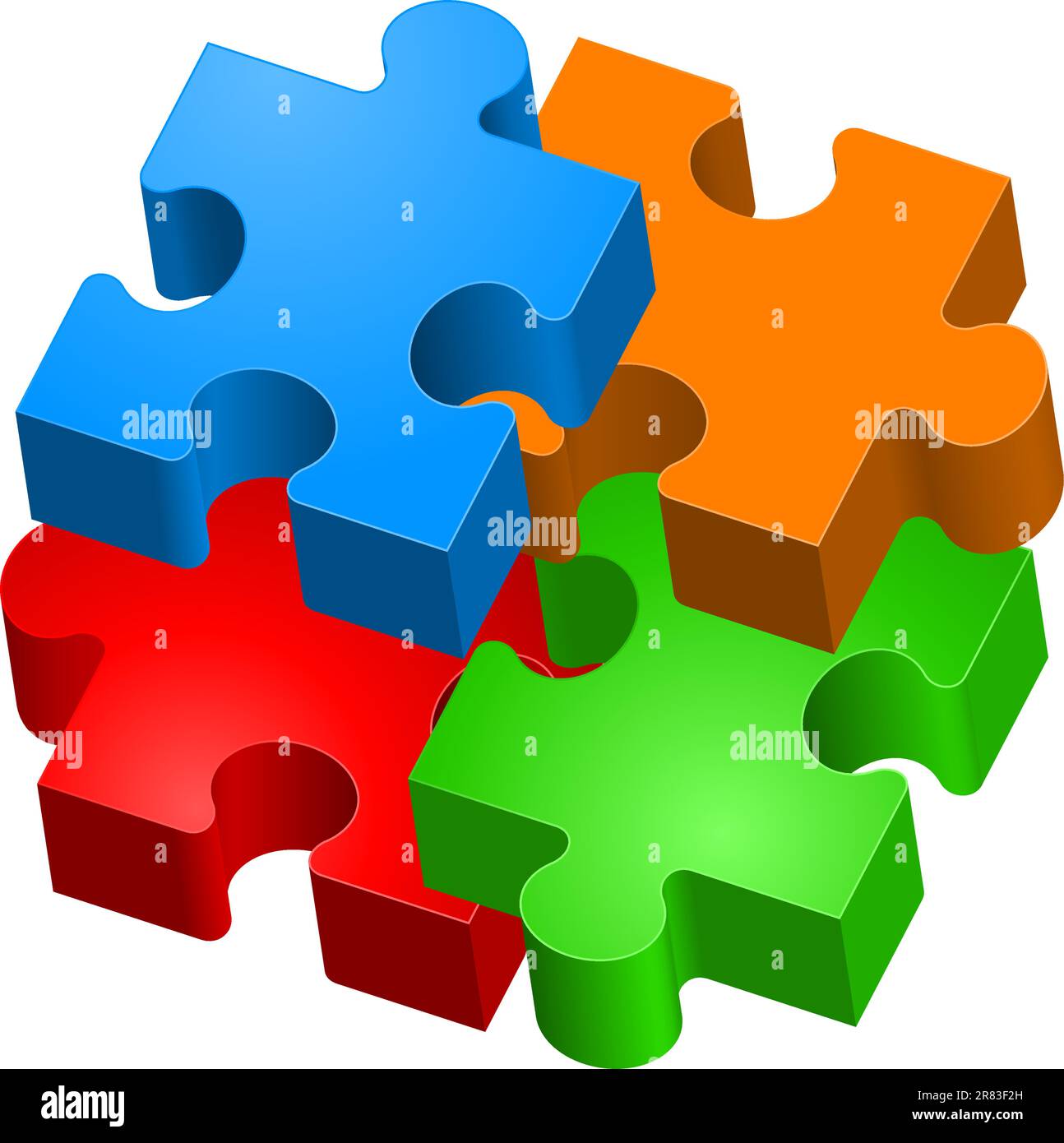 Puzzle colorati. Illustrazione per la progettazione su sfondo bianco Illustrazione Vettoriale