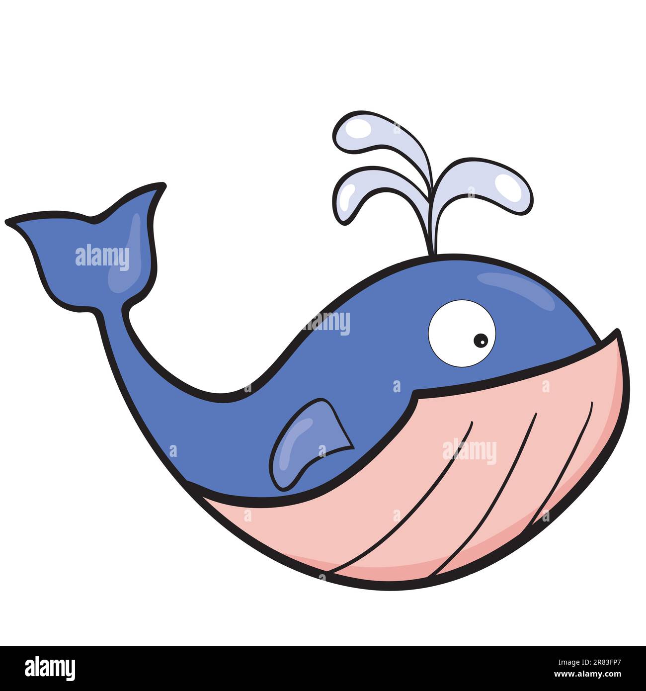 Illustrazione vettoriale della simpatica balena dei cartoni animati sorridente. Illustrazione Vettoriale