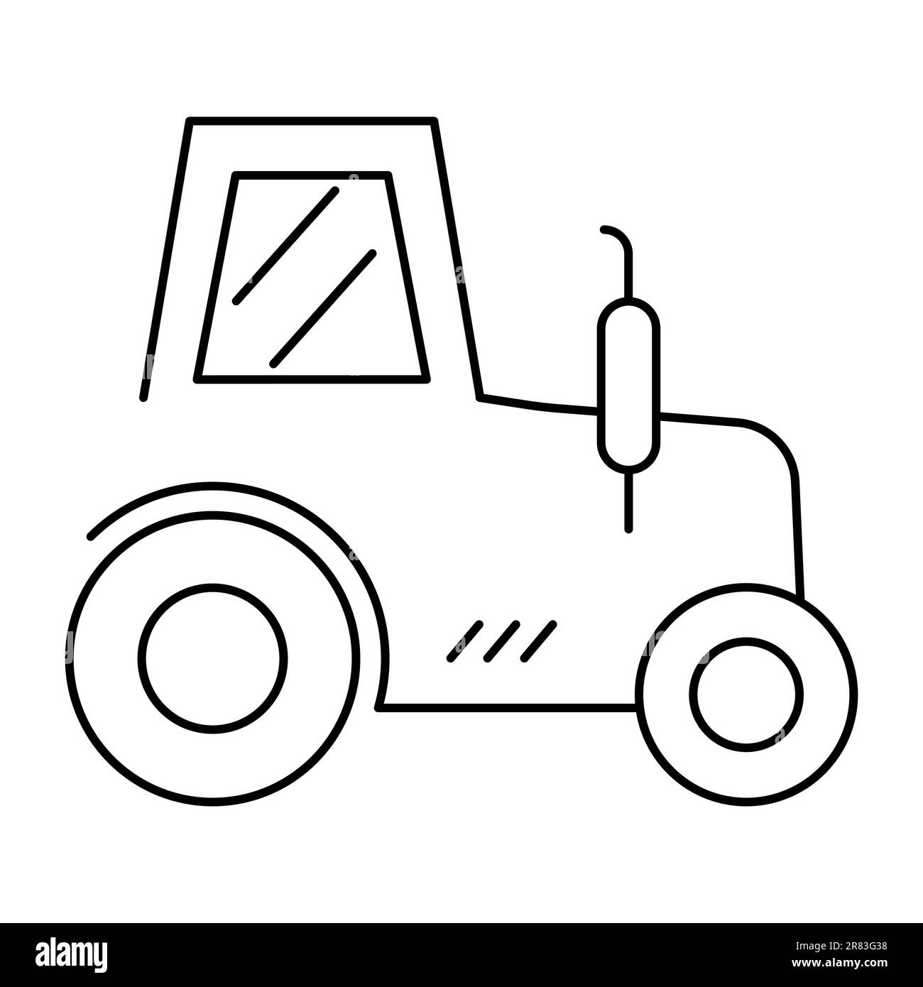 Icona della linea del trattore agricolo. Illustrazione vettoriale isolata su sfondo bianco Illustrazione Vettoriale