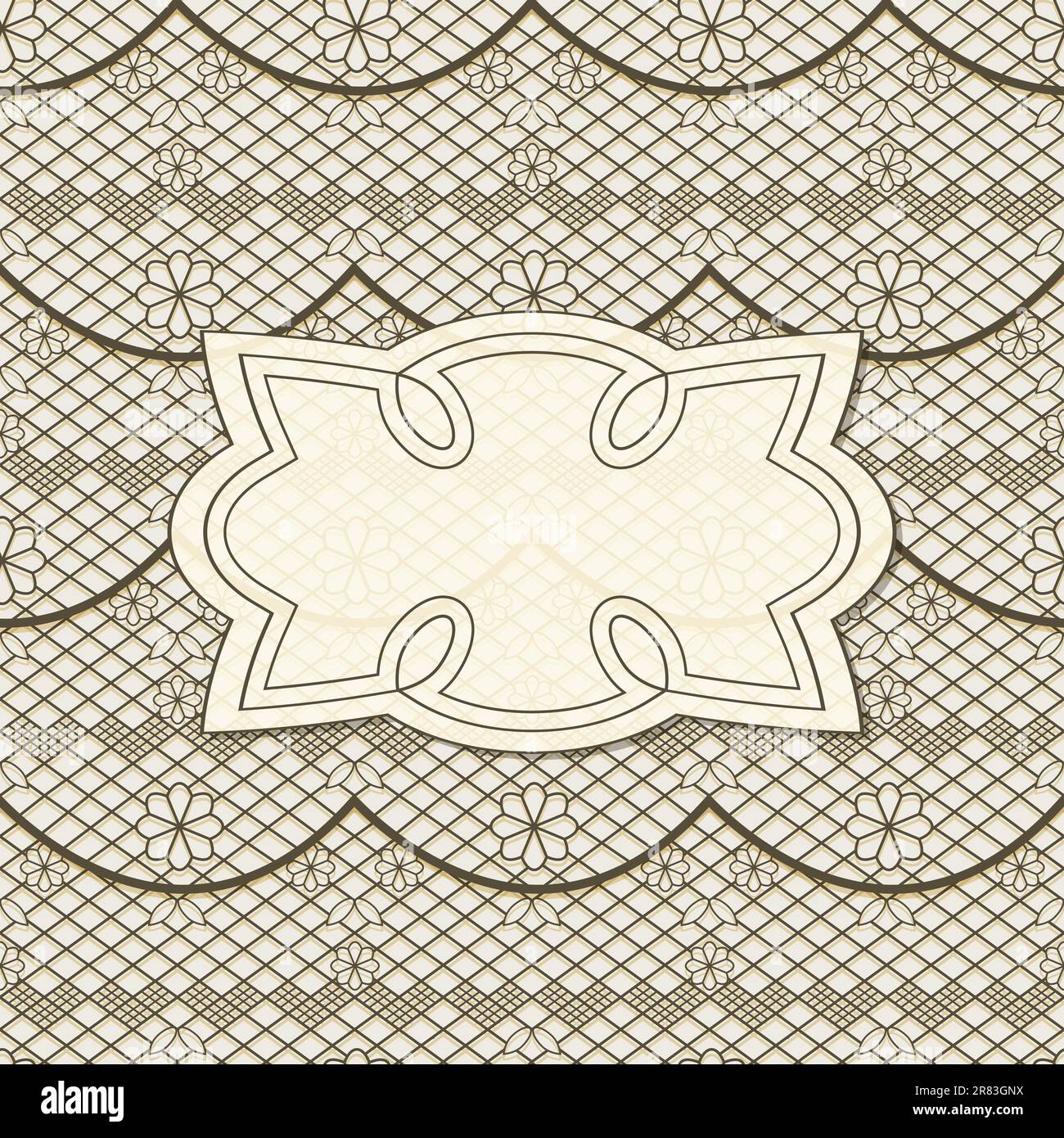 sfondo vettoriale con motivo lacy senza cuciture e cornice per il testo, eps 10 Illustrazione Vettoriale