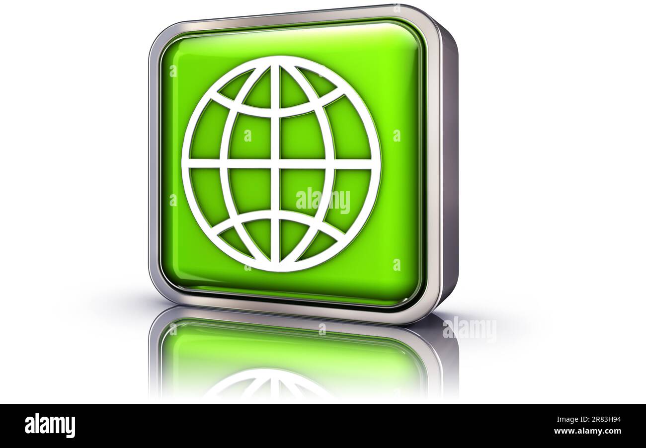 Rendering 3D ad alta risoluzione di un'icona a forma di globo Foto Stock