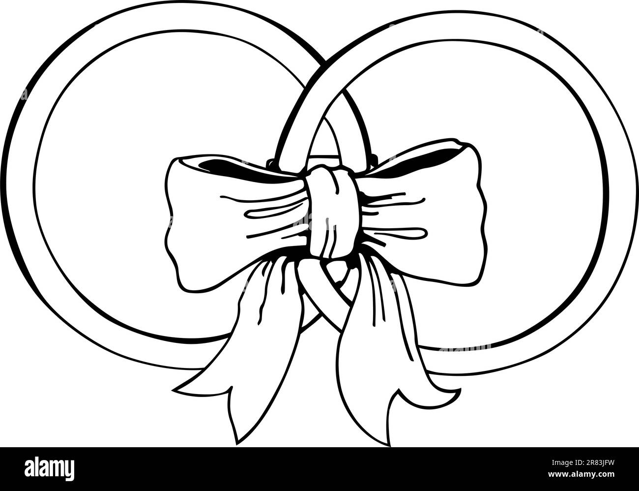 Fedi nuziali con nastro su sfondo bianco Illustrazione Vettoriale