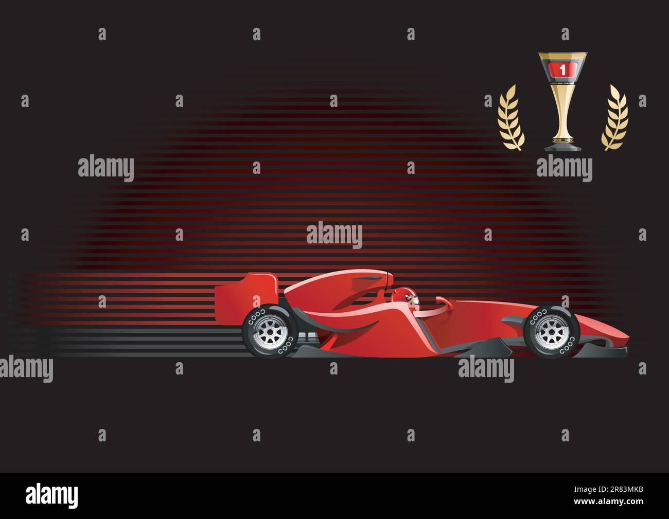 illustrazione vettoriale della formula 1. (Solo sfumature semplici - nessuna mesh sfumata) Illustrazione Vettoriale