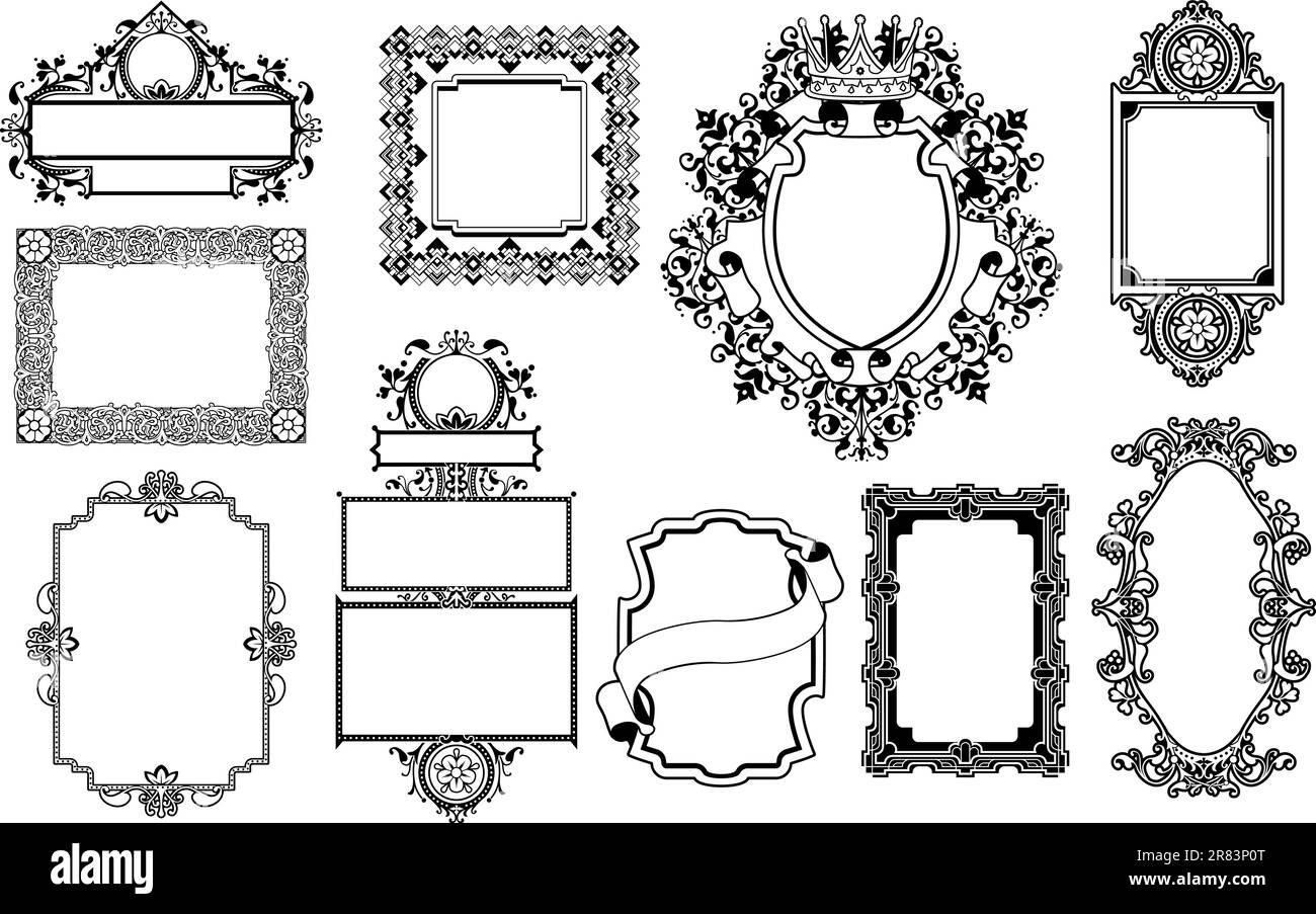 Un set di cornice decorativa elementi di design grafico Illustrazione Vettoriale Un set di cornice decorativa elementi di design grafico Illustrazione Vettoriale