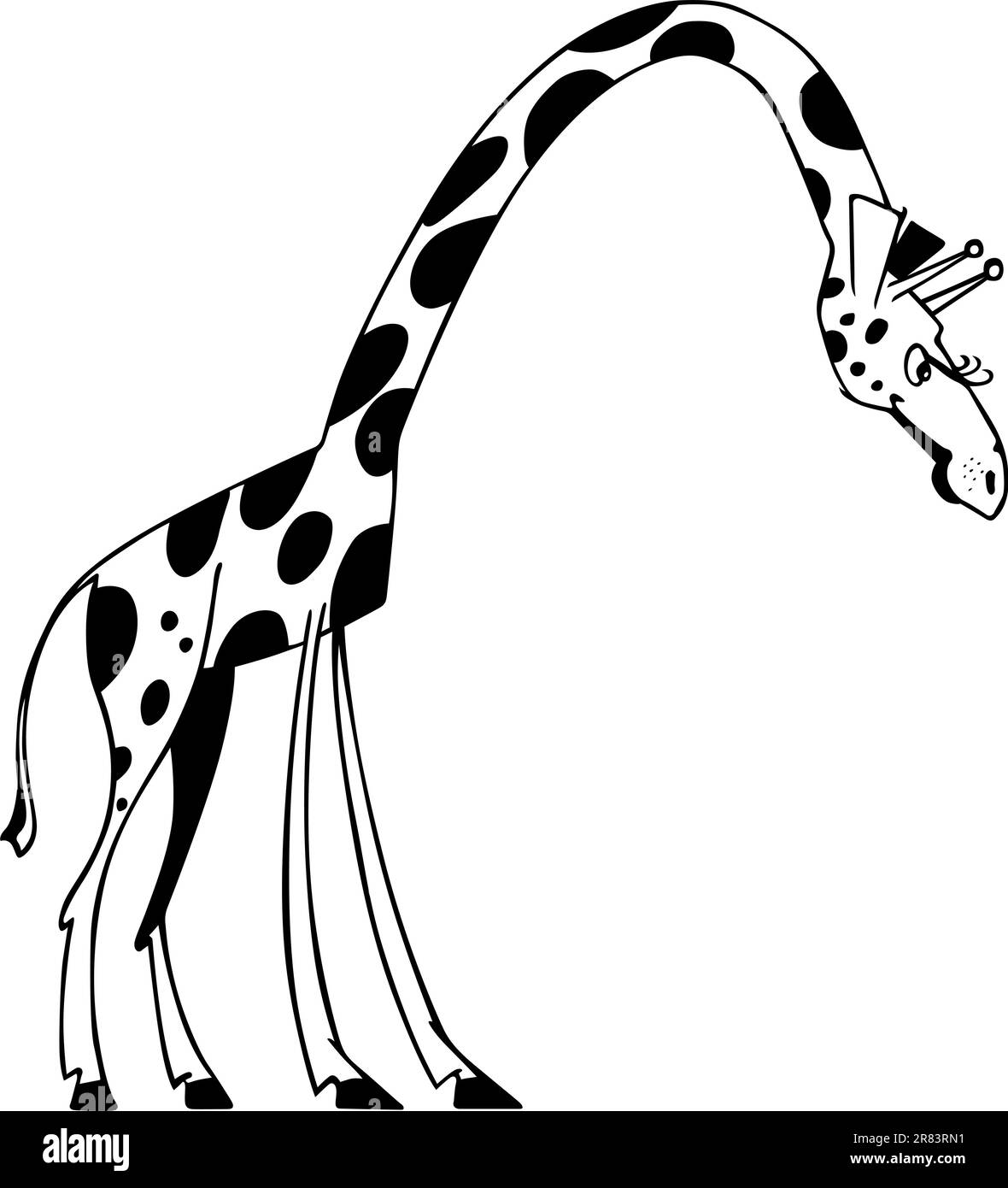 Cartoon giraffa su sfondo bianco Illustrazione Vettoriale