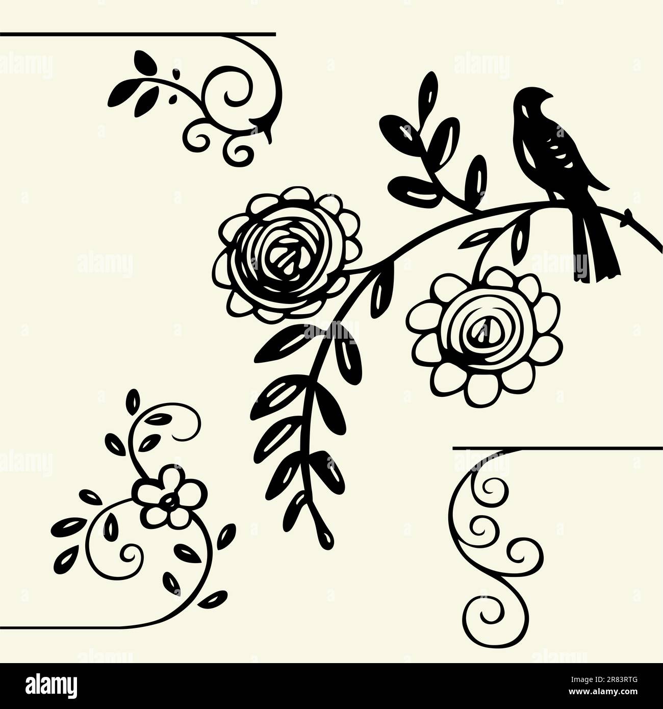 Elementi decorativi su sfondo a colori Illustrazione Vettoriale