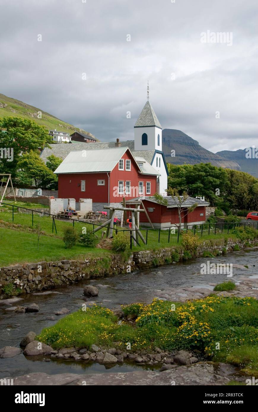 Chiesa, Kvik, Streymoy Island, Faroe Islands, Danimarca, Isole Faroe Foto Stock