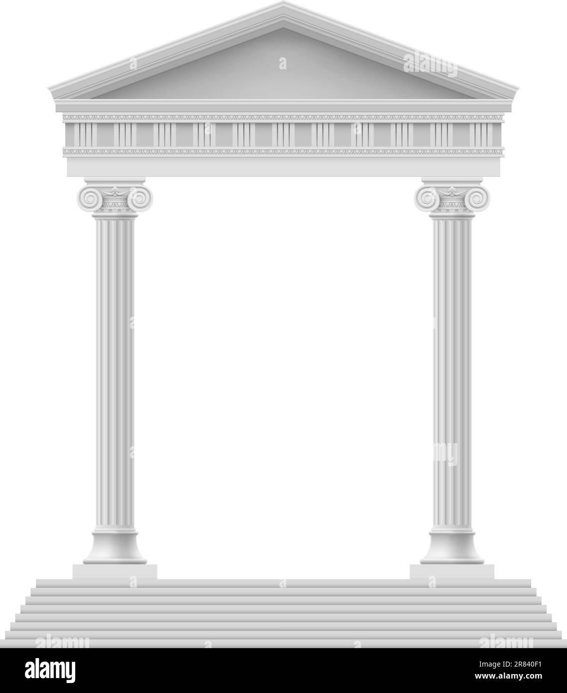 Semplice portico di un antico tempio. Colonnato. Illustrazione su bianco Illustrazione Vettoriale