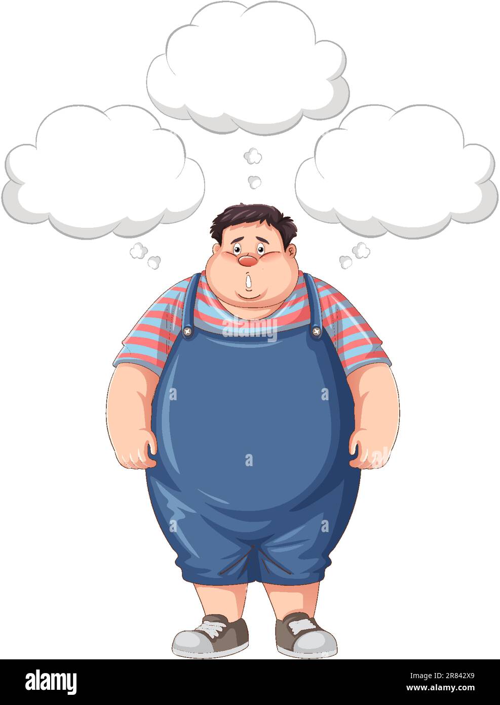 Uomo in sovrappeso depresso con illustrazione di bolle di linguaggio Illustrazione Vettoriale