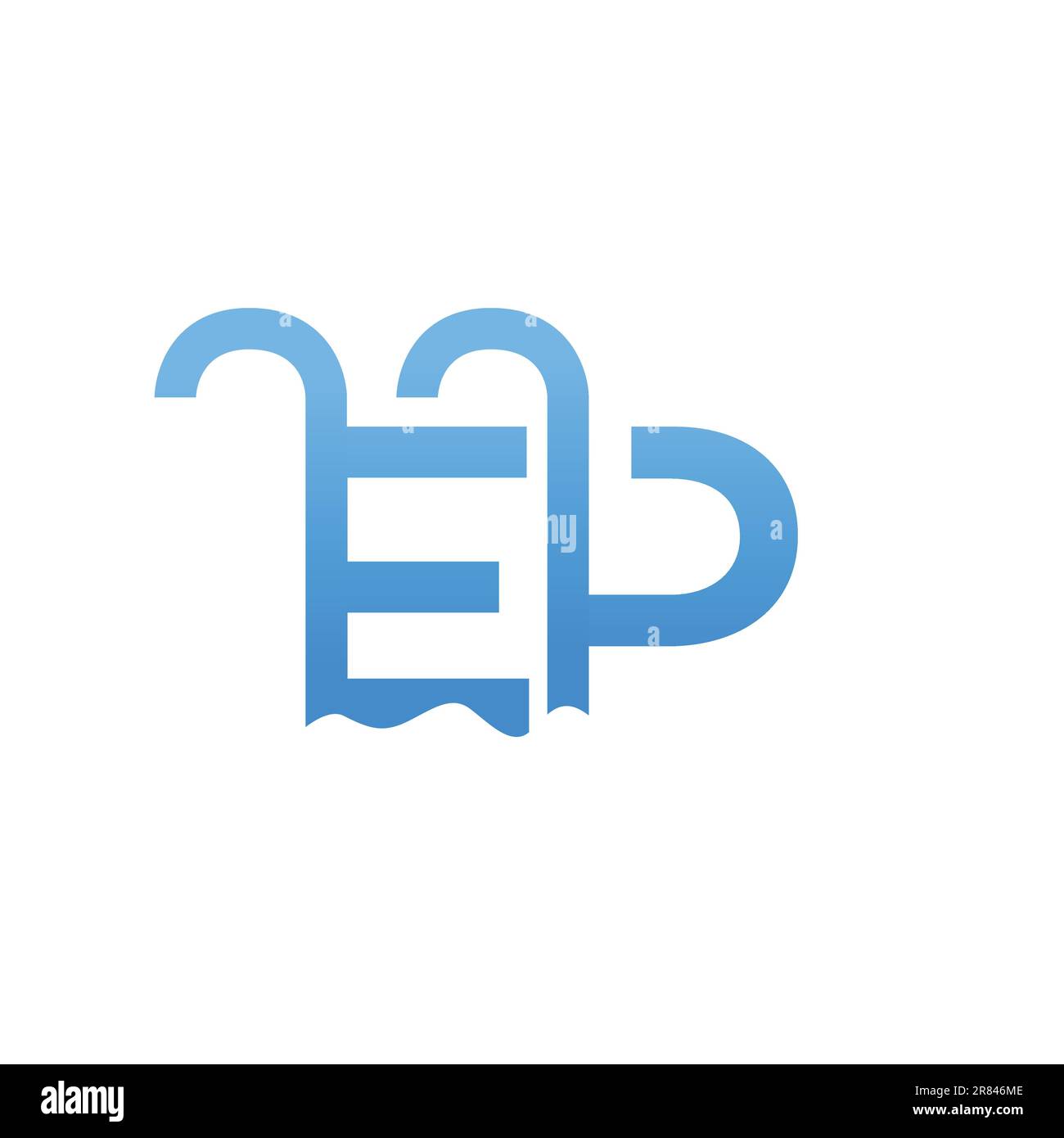 Lettera iniziale vettore di disegno del logo della piscina EP. Logo Lettermark con lettera e e P per il vettore immagine logo piscina Illustrazione Vettoriale