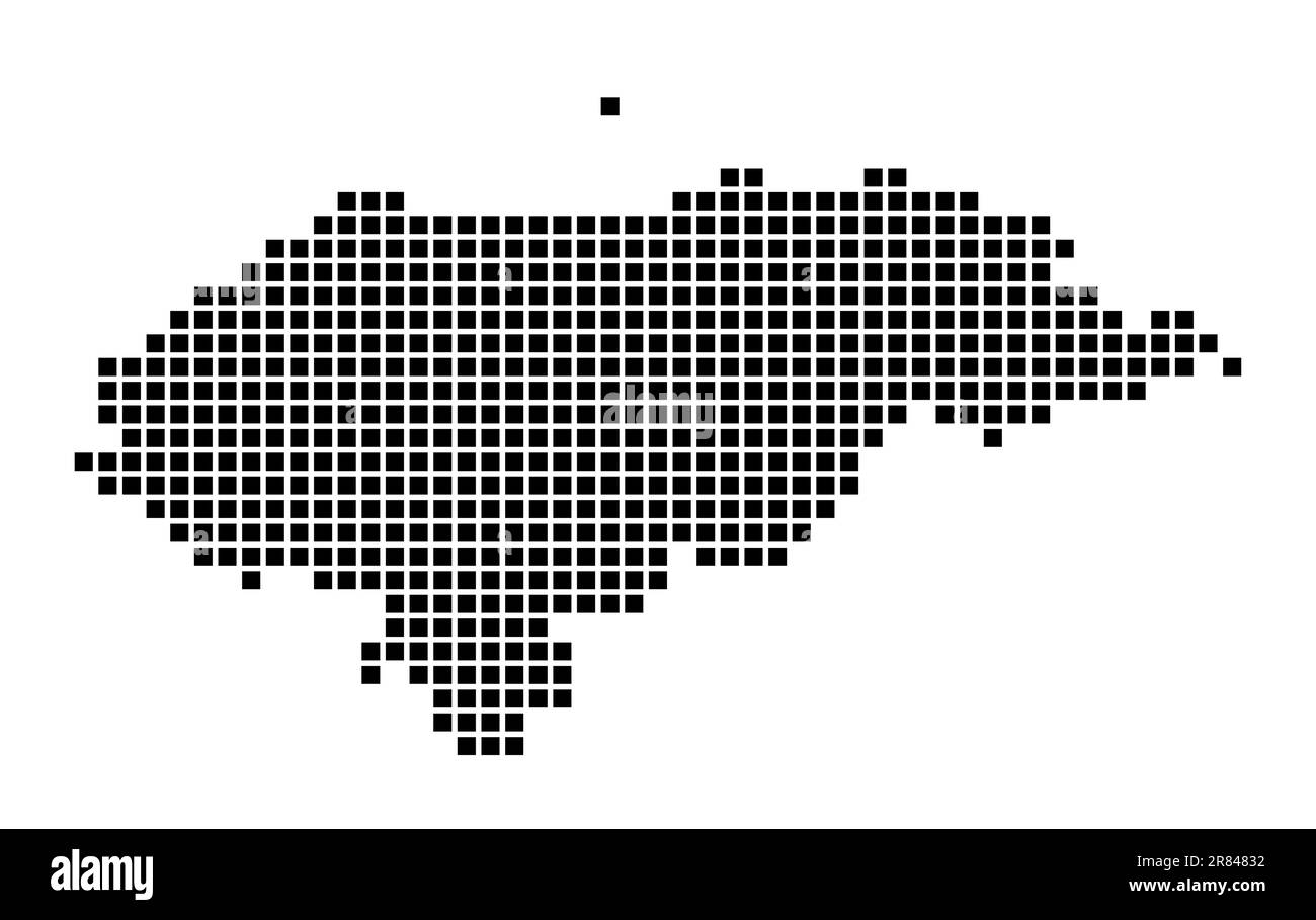 Mappa dell'Honduras. Mappa dell'Honduras in stile punteggiato. Bordi del paese riempiti di rettangoli per il vostro disegno. Illustrazione vettoriale. Illustrazione Vettoriale