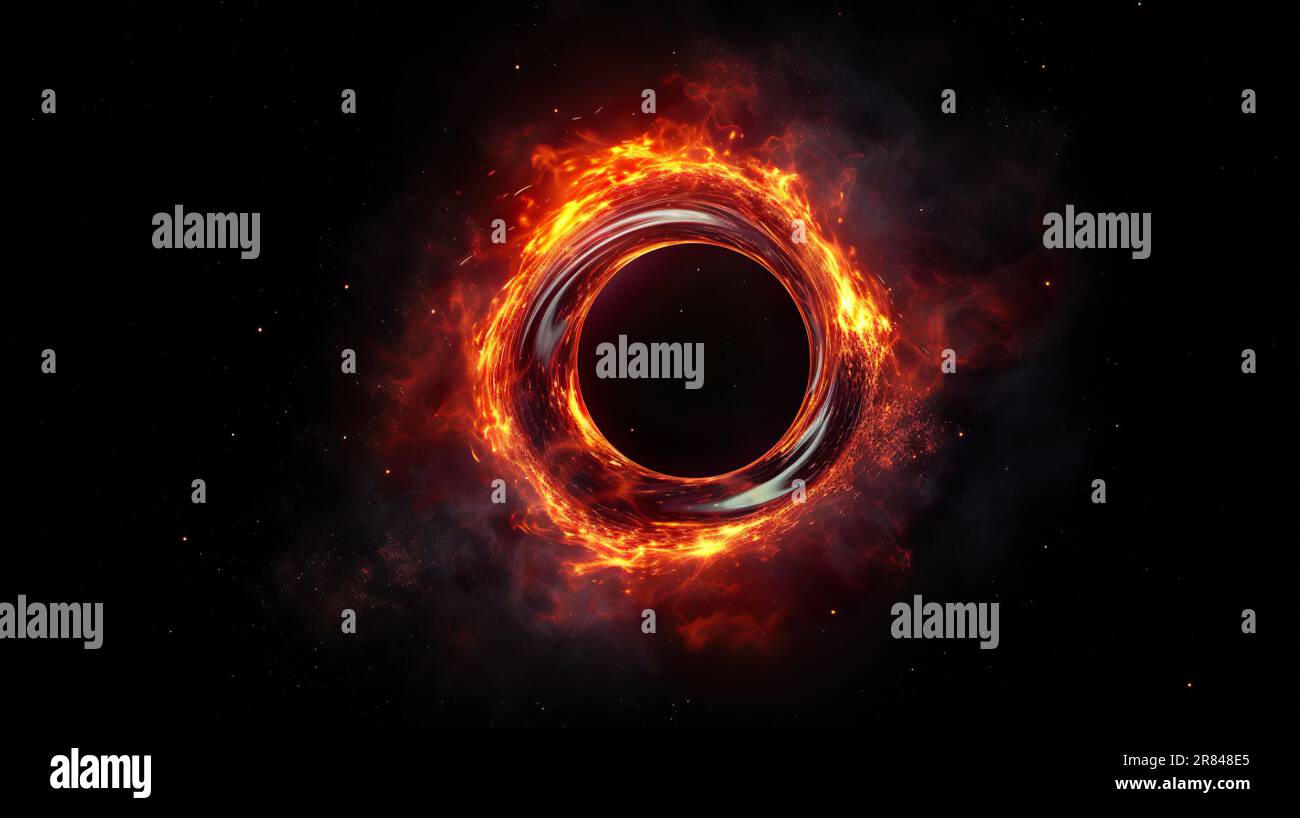 Un'immagine fantasiosa di un buco nero, che tira tutta la luce e la materia intorno ad esso. Una straordinaria visualizzazione di uno dei fen più enigmatici Foto Stock