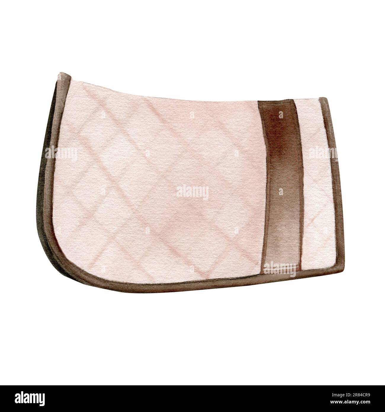 Illustrazione ad acquerello di equipaggiamento equestre, munizioni e accessori per l'equitazione. Isolato. Foto Stock