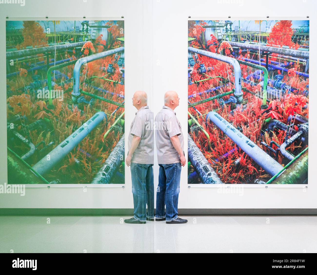 Londra, Regno Unito. 19th giugno, 2023. Personale della galleria con lavori sulle piante e le fuoriuscite di olio di Richard mosse. Si vede qui 'Abandoned Oil Plant Infratructure', 2023. "Cara Terra: Arte e speranza in un tempo di crisi" presenta il lavoro di 15 artisti, che esplorano l'interdipendenza di ecologie ed ecosistemi, così come il nostro legame emotivo con la natura. La mostra si svolge presso la Hayward Gallery dal 21 giugno. Credit: Imageplotter/Alamy Live News Foto Stock