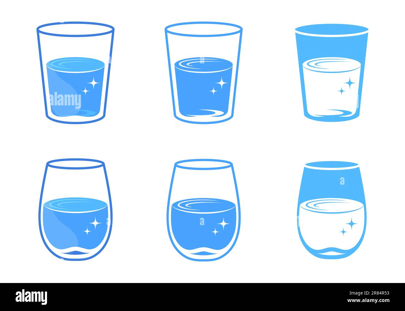 set di illustrazioni vettoriali per vetreria per acqua potabile Illustrazione Vettoriale