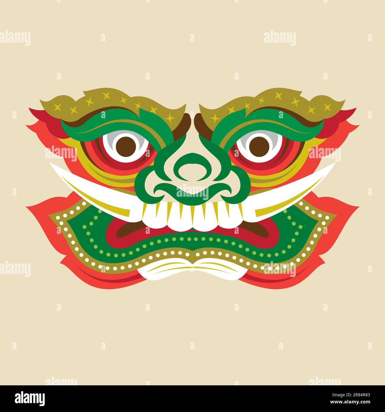 thailandia giant yak faccia grafica motivo elemento disegno vettoriale illustrazione per decorativo, stampa, web, documento, presentazione, ecc Illustrazione Vettoriale