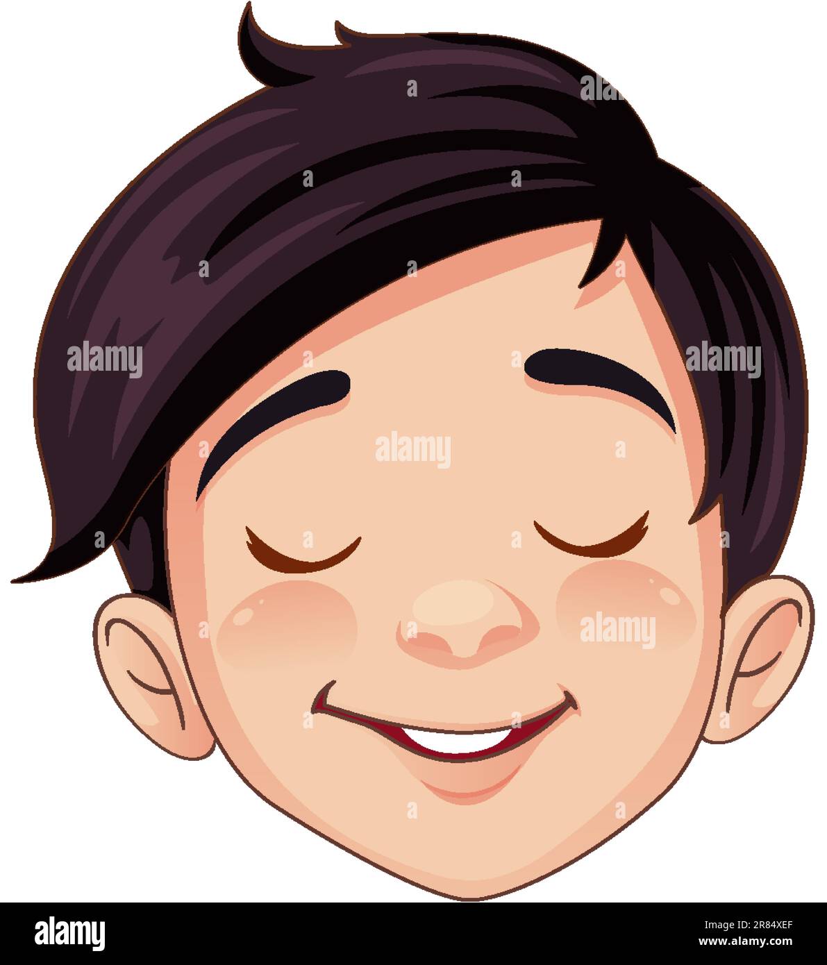 Cartoon asiatico maschile volto chiudere gli occhi illustrazione Illustrazione Vettoriale