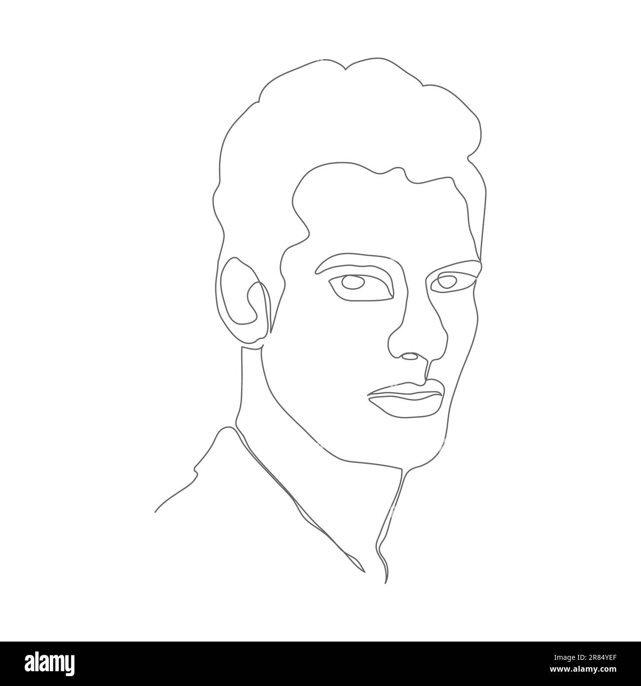 Ritratto astratto di un uomo in stile linea continua. Illustrazione per poster, stampe e design creativo Illustrazione Vettoriale