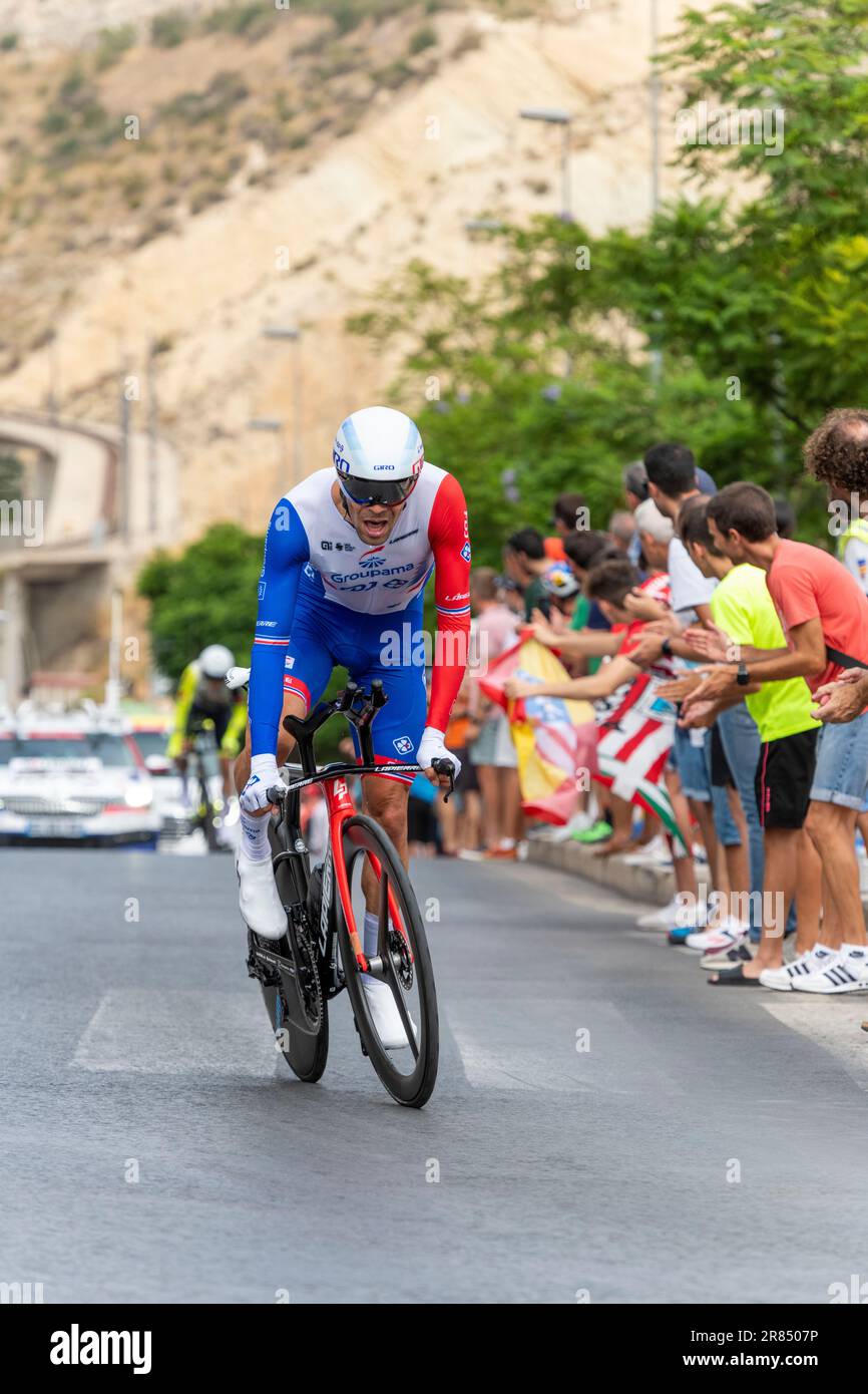 Alicante, Spagna - 08,30,2022 - Tom Dumoulin del team Groupama-FDJ sprint durante il 77th Tour della Spagna 2022, fase 10 una prova individuale a tempo 30,9km Foto Stock