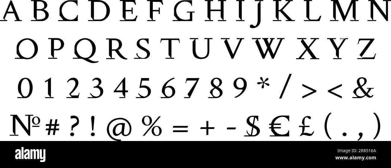 Set alfabeto Serif roman Illustrazione Vettoriale