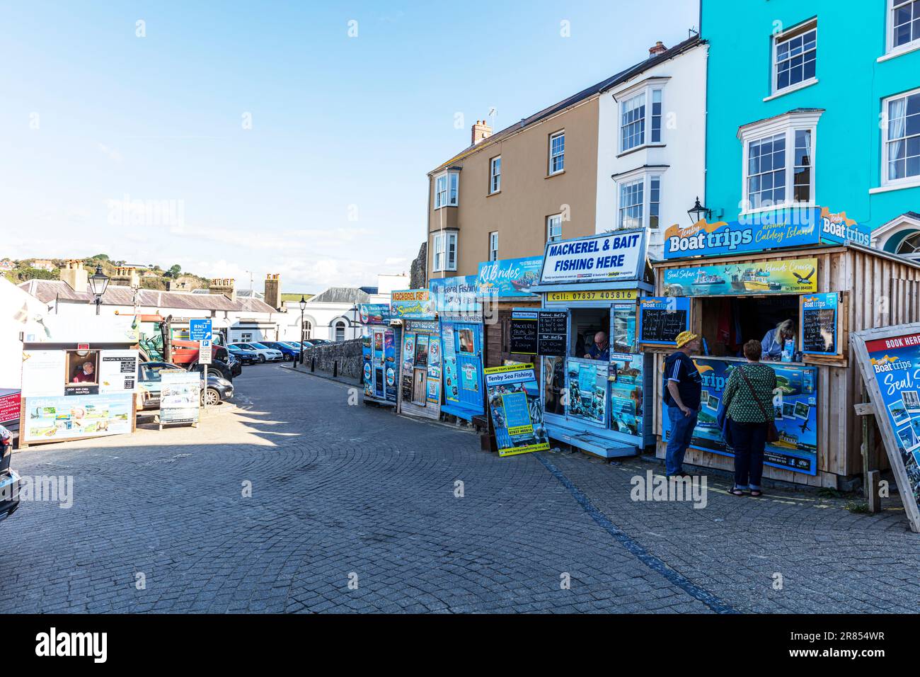 Le gite di pesca nel porto di Tenby, Tenby, Pembrokeshire, Galles, porto di Tenby, Tenby Wales, Tenby UK, Harbour, Harbour, UK, gite in barca, gite di pesca Foto Stock