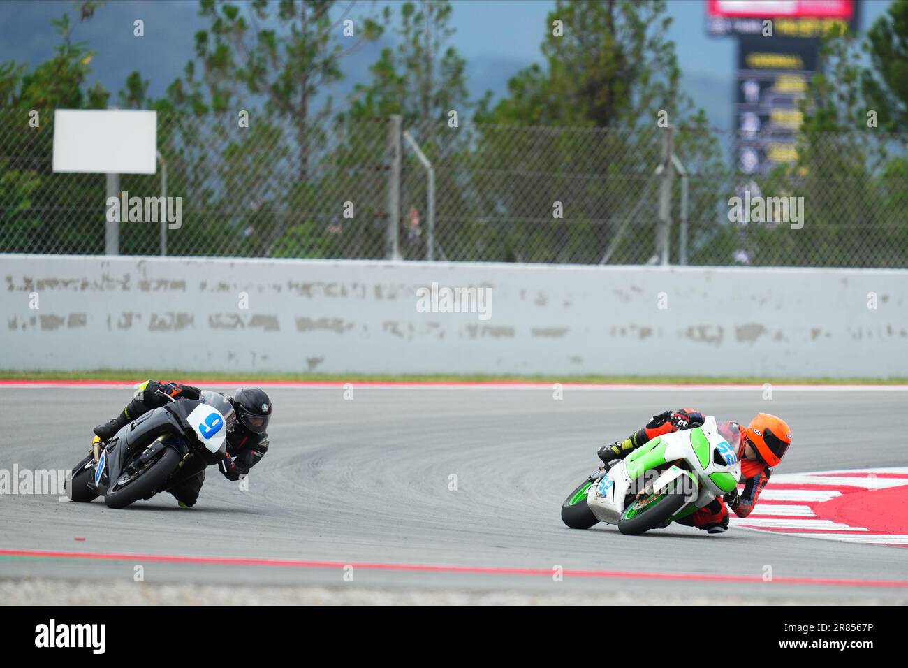 Barcellona, Spagna. 18th giugno, 2023. Copa de Espana de Velocidad, durante la gara Superbike sul circuito di Barcellona-Catalunya il 18 giugno 2023 a Barcellona, Spagna. (Foto di Alex Carreras/PRESSINPHOTO) Credit: PRESSINPHOTO SPORTS AGENCY/Alamy Live News Foto Stock