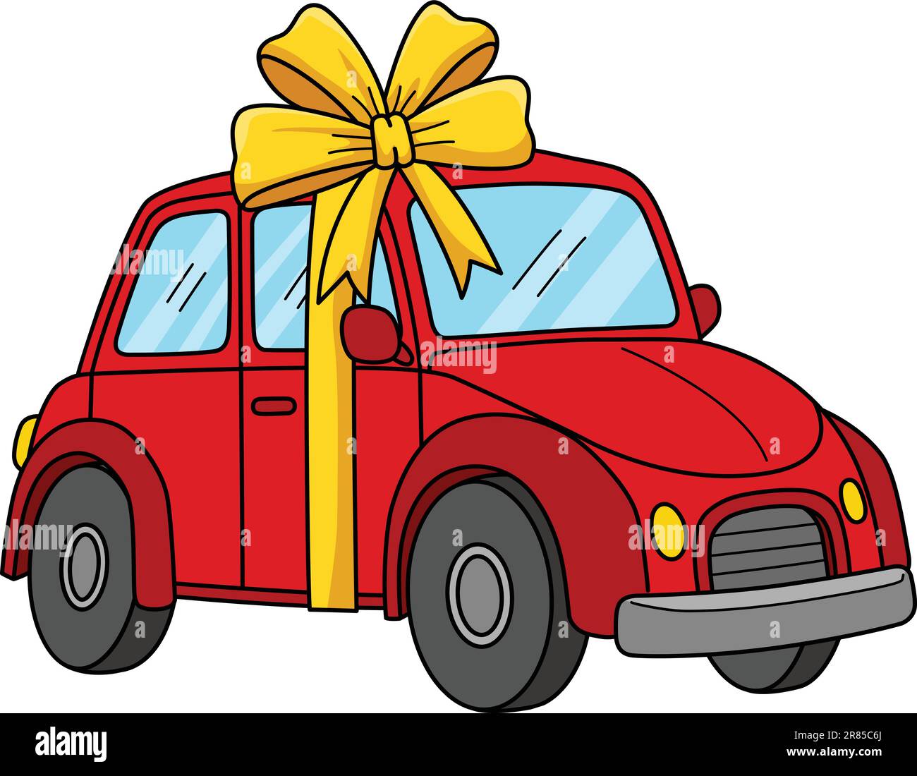 Happy Fathers Day Car Cartoon Colored Clipart Illustrazione Vettoriale