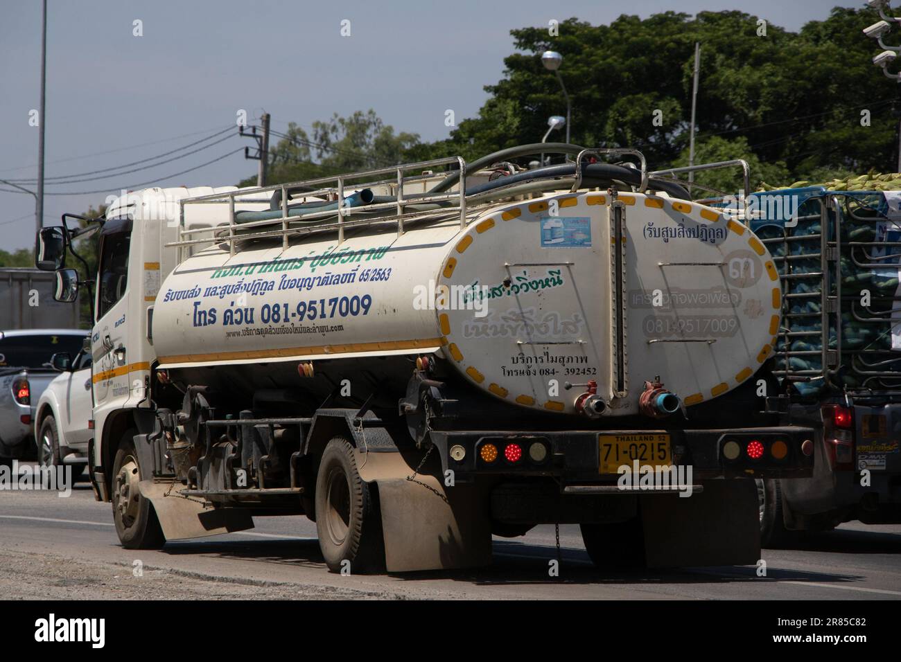 CHIANG MAI, Thailandia - Agosto 22 2017: Privato del serbatoio acque nere carrello. Foto di road no.121 circa 8 km dal centro cittadino di Chiangmai, Thailandia. Foto Stock