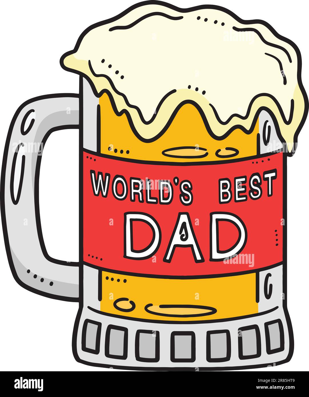 Cartoni animati Best Dad Beer Mug Colored Clipart Illustrazione Vettoriale