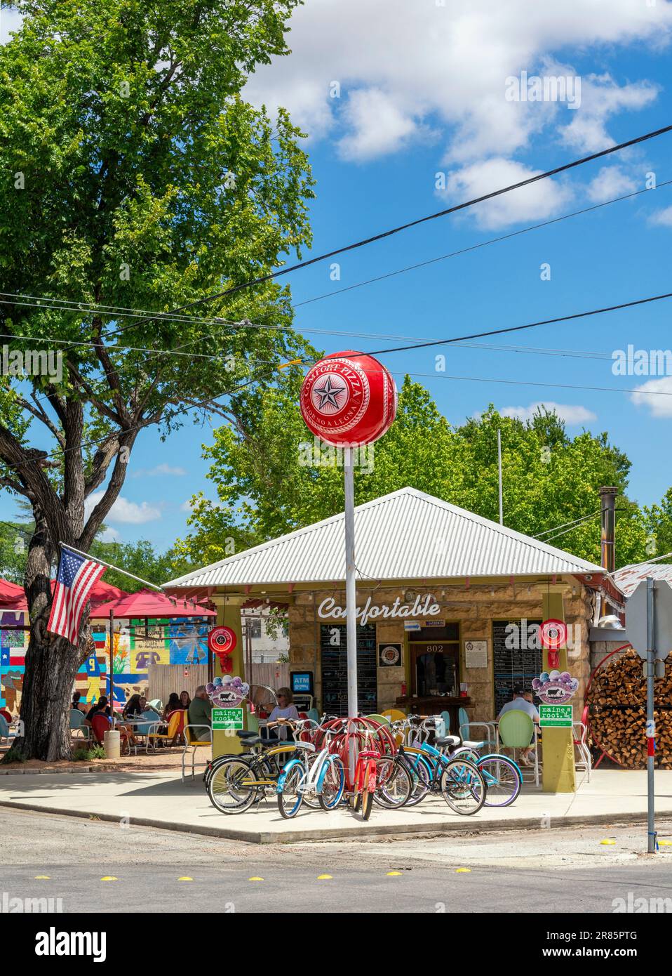 Texas, Hill Country, Kendall County, ristorante Comfort Pizza Foto Stock