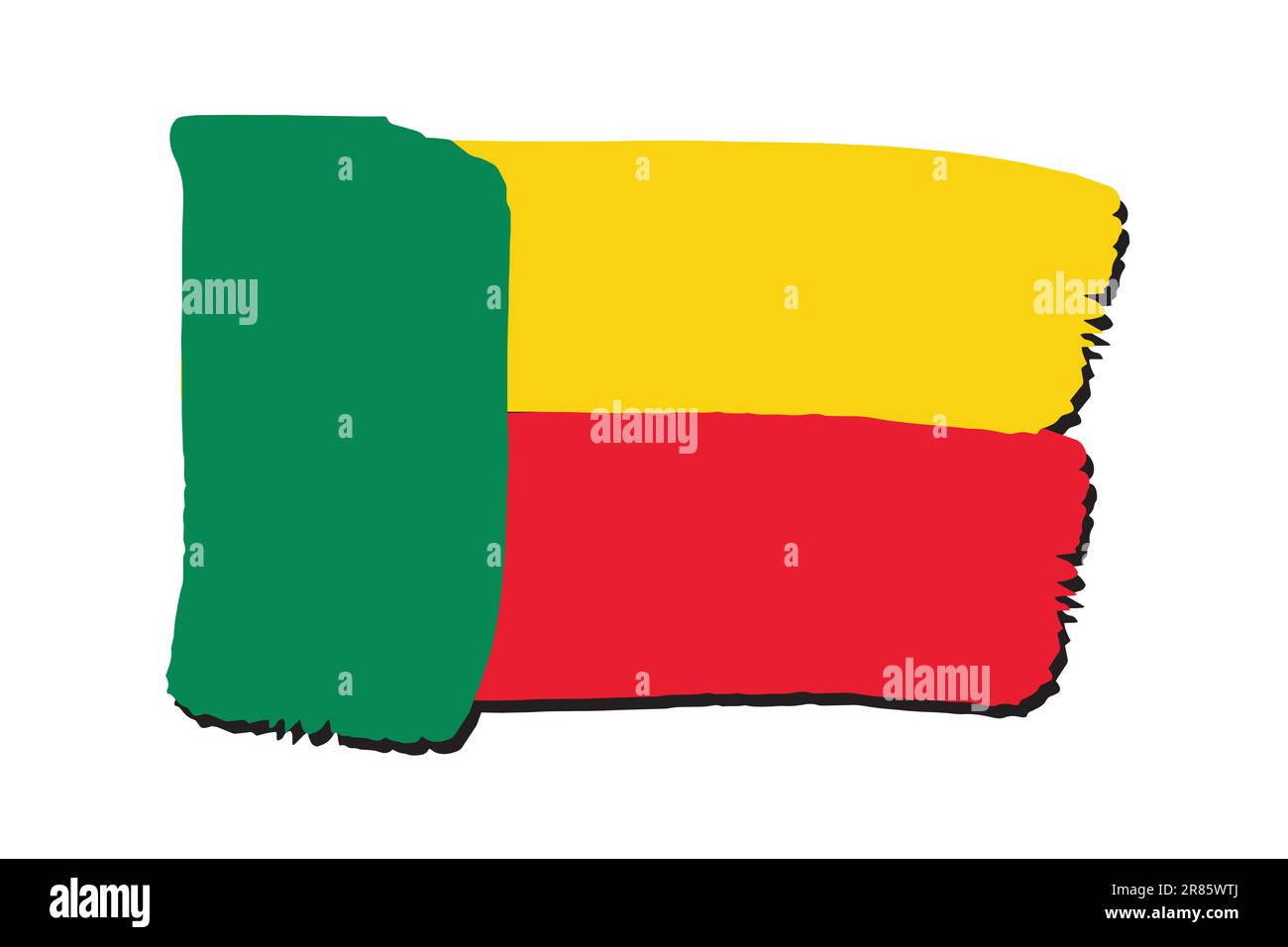 Bandiera Benin con linee colorate disegnate a mano in formato vettoriale Illustrazione Vettoriale