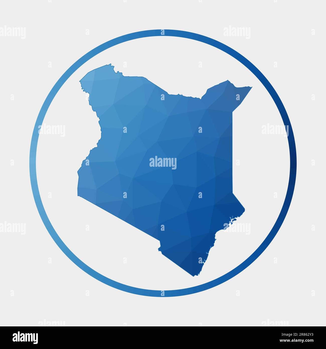 Kenya icona. Mappa poligonale del paese in anello gradiente. Rotonda basso poly Kenya segno. Illustrazione vettoriale. Illustrazione Vettoriale