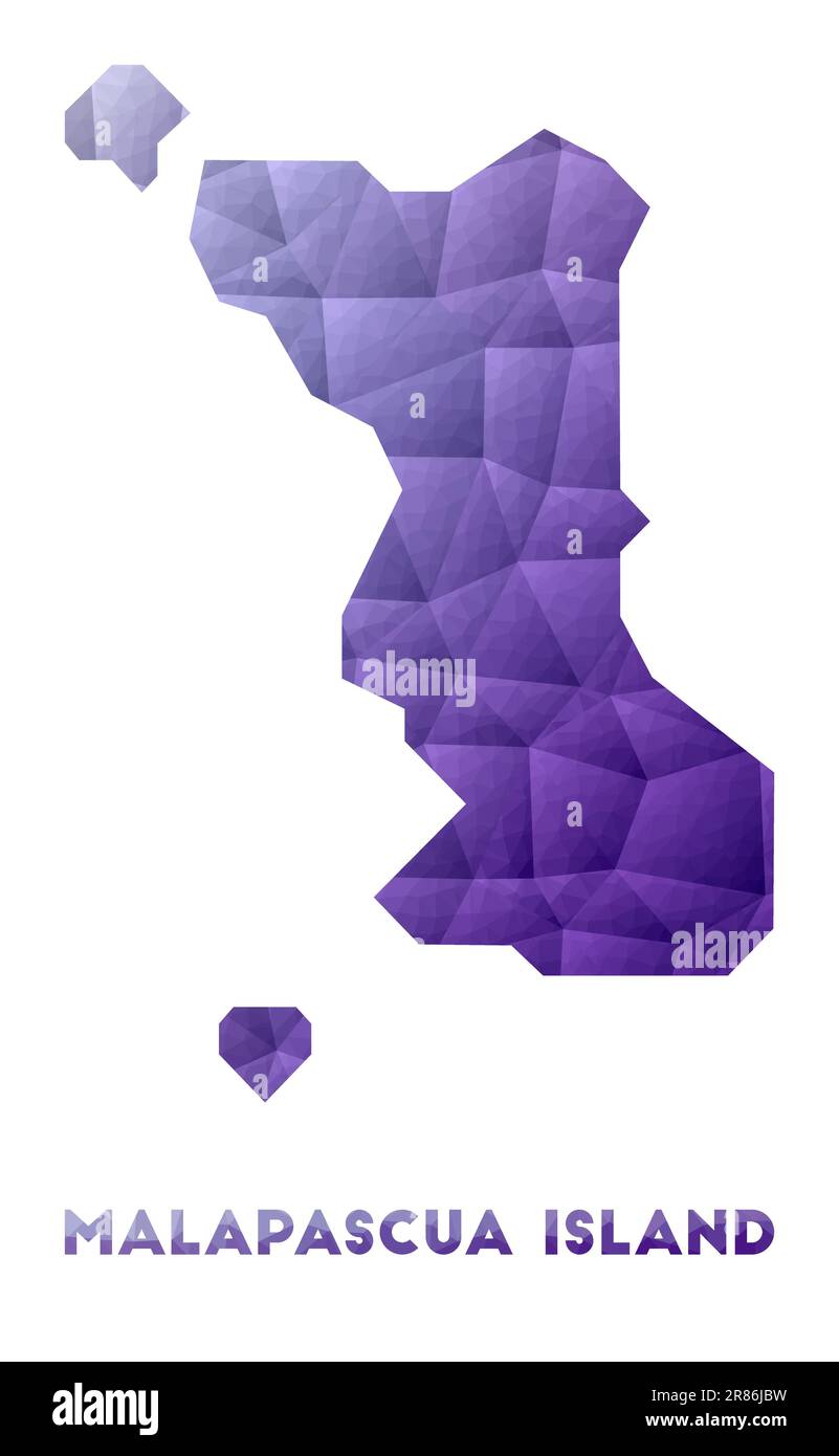 Mappa dell'isola di Malapascua. Bassa illustrazione poly dell'isola. Design geometrico viola. Illustrazione del vettore poligonale. Illustrazione Vettoriale