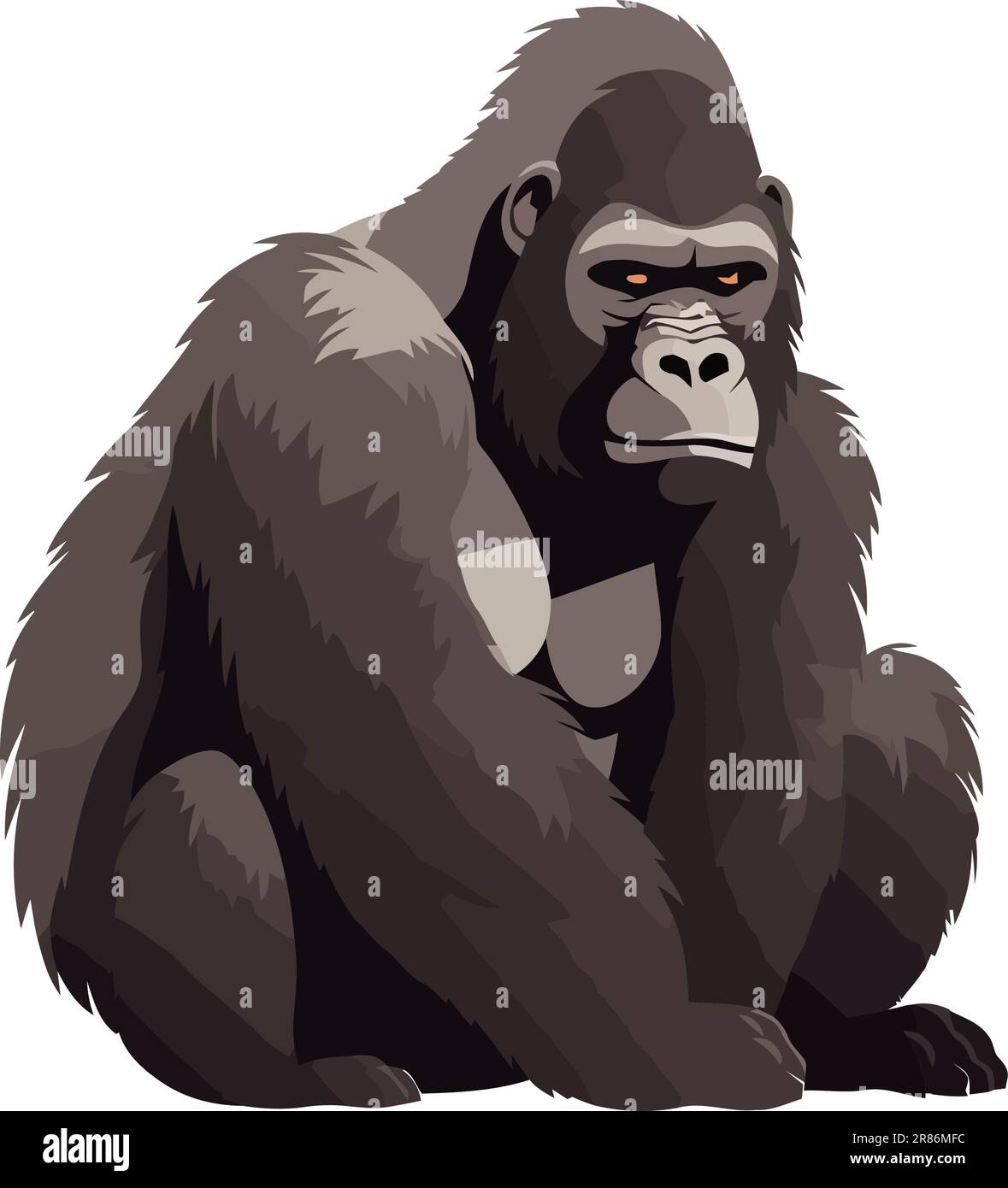 Grande primate seduto in habitat tropicale foresta pluviale Illustrazione Vettoriale