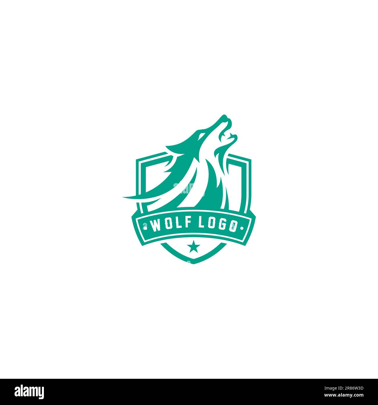 Logo Wolf forte. Logo Wolf Shield Illustrazione Vettoriale