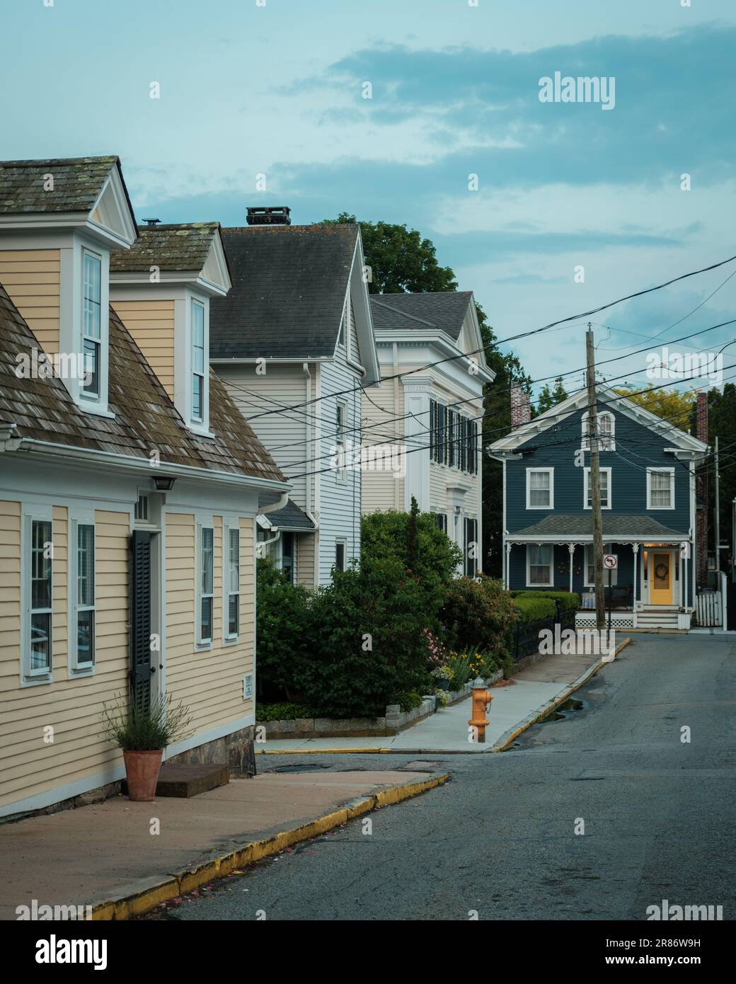 Case su una strada a Stonington, Connecticut Foto Stock