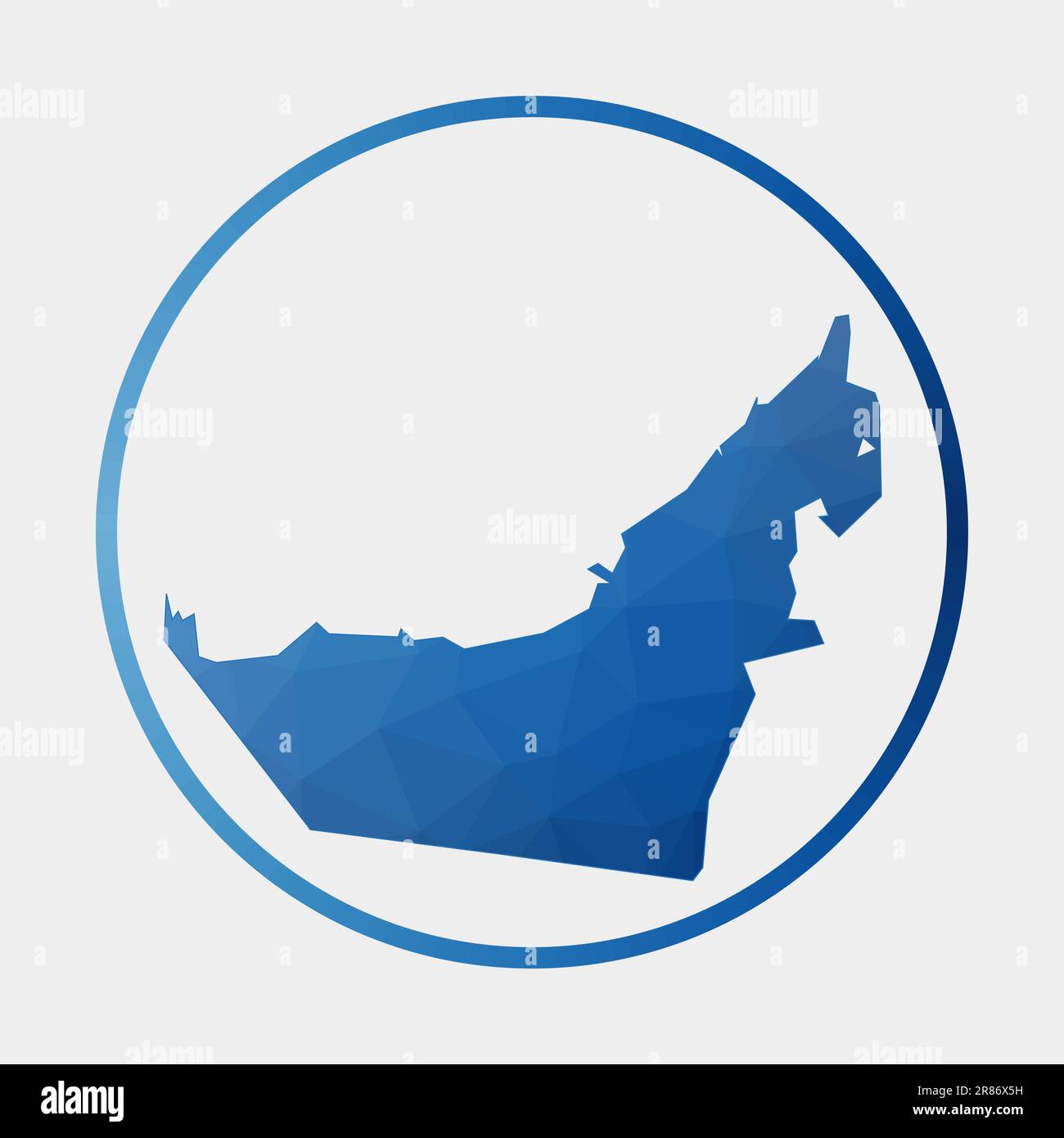 Icona Emirati Arabi Uniti. Mappa poligonale del paese in anello gradiente. Cartello circolare basso in polietilene UAE. Illustrazione vettoriale. Illustrazione Vettoriale