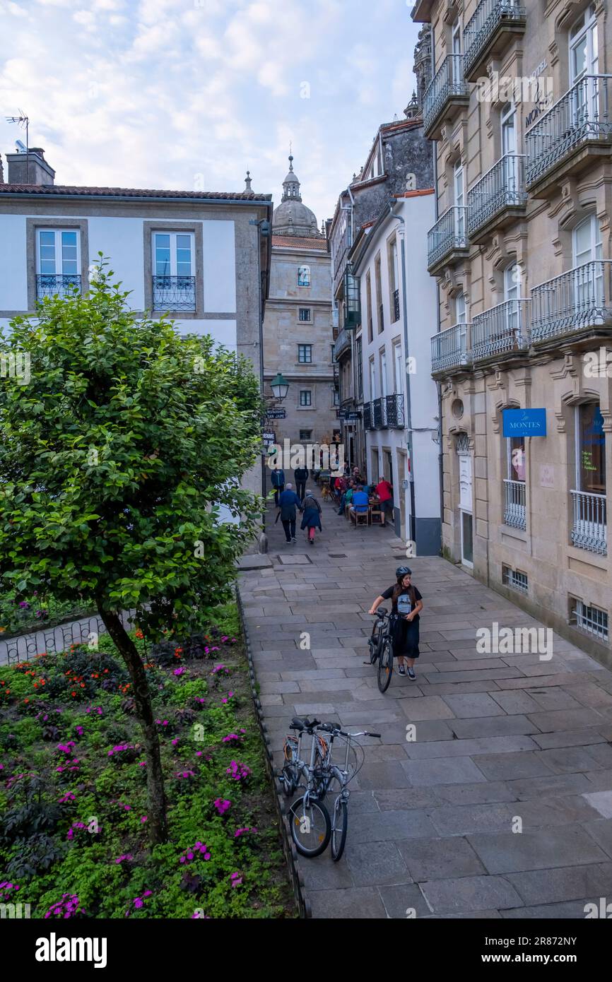 Santiago de Compostela, la Coruna, Galizia, Spagna - 12 giugno 2023. Piazza di Fonseca. Foto Stock