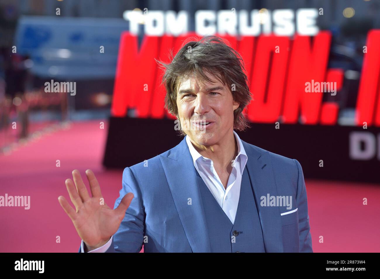 Roma, Italia. 19th giugno, 2023. Tom Cruise arriva a Piazza di Spagna in vista della prima parte del film "Mission: Impossible - Dead Reckoning Part One" a Roma il 19 giugno 2023. Foto di Rocco Spaziani/UPI Credit: UPI/Alamy Live News Foto Stock