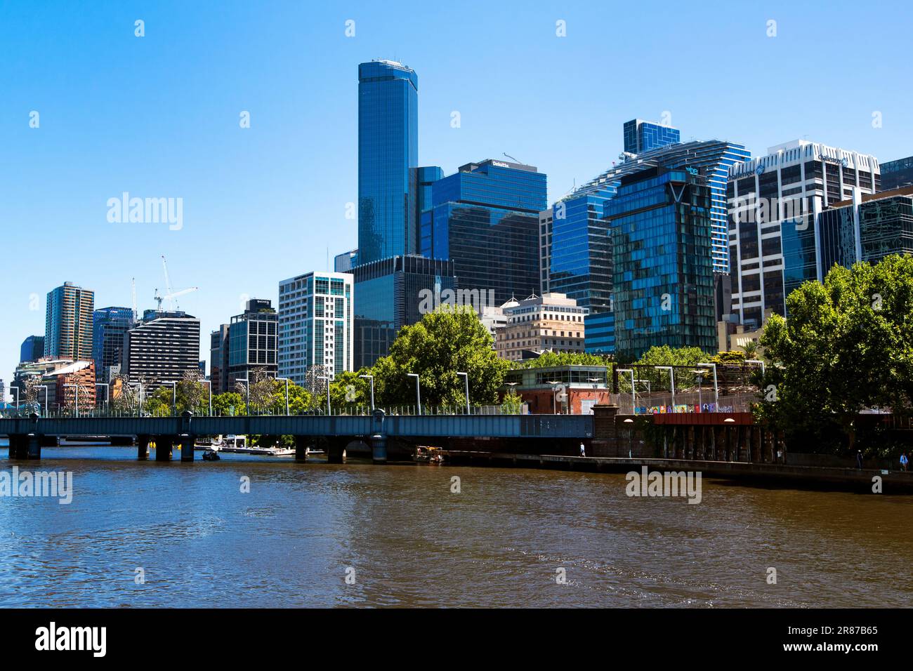 Melbourne Central Business District (CBD) e Yarra River, Victoria, Australia Foto Stock